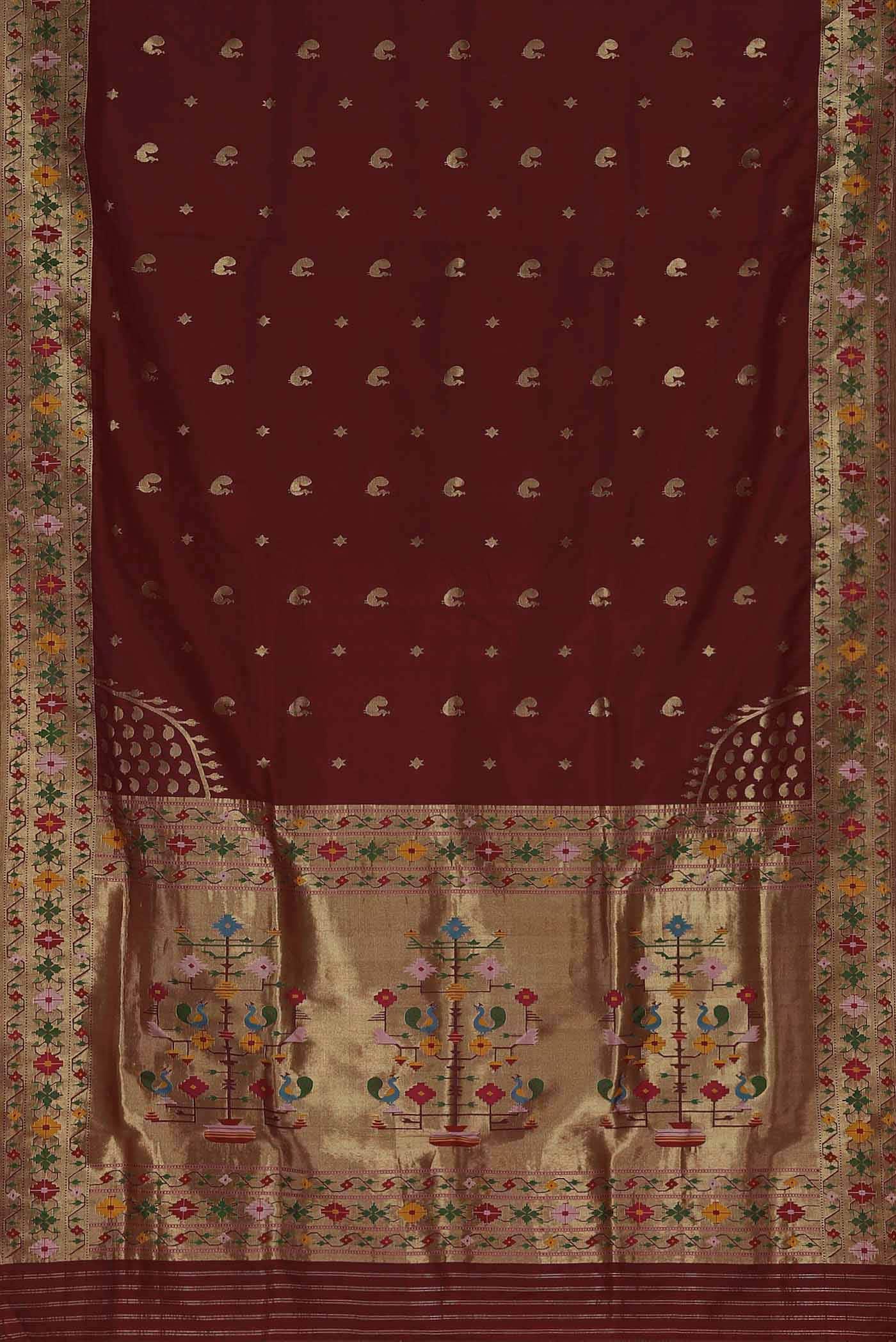 Pure Silk Pure Zari Maroon Paithani Saree
