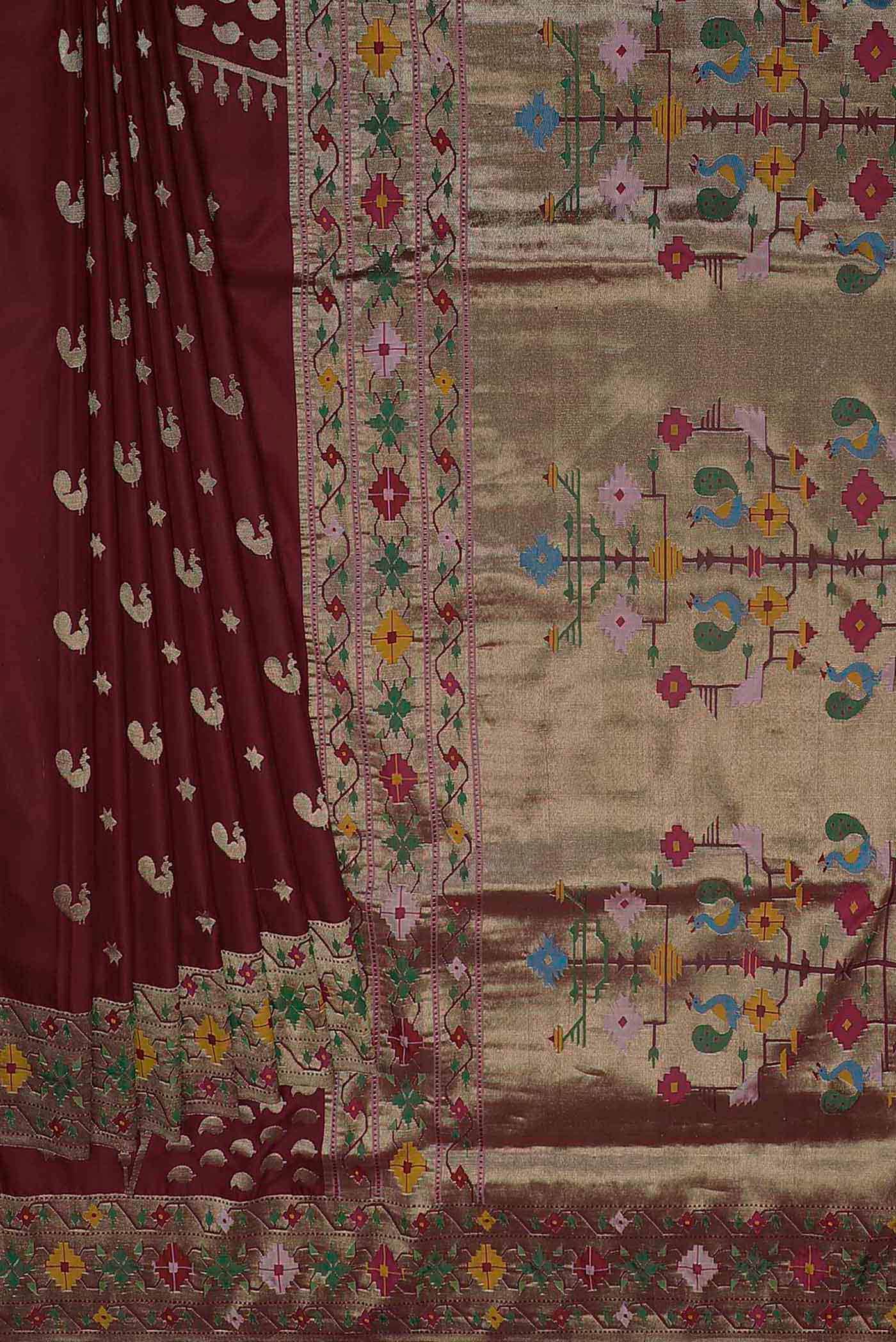 Pure Silk Pure Zari Maroon Paithani Saree