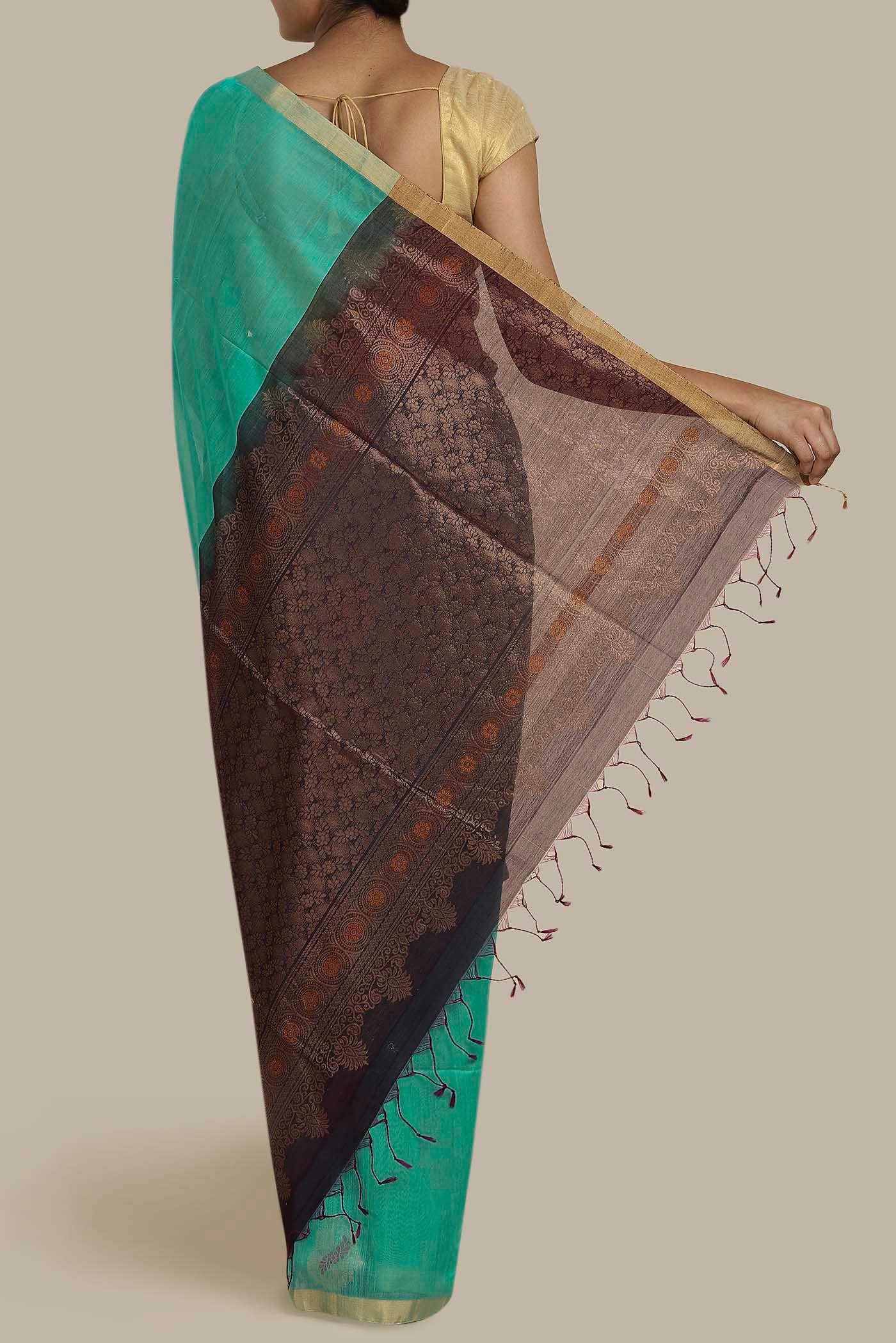Sea Green Silk Cotton Saree