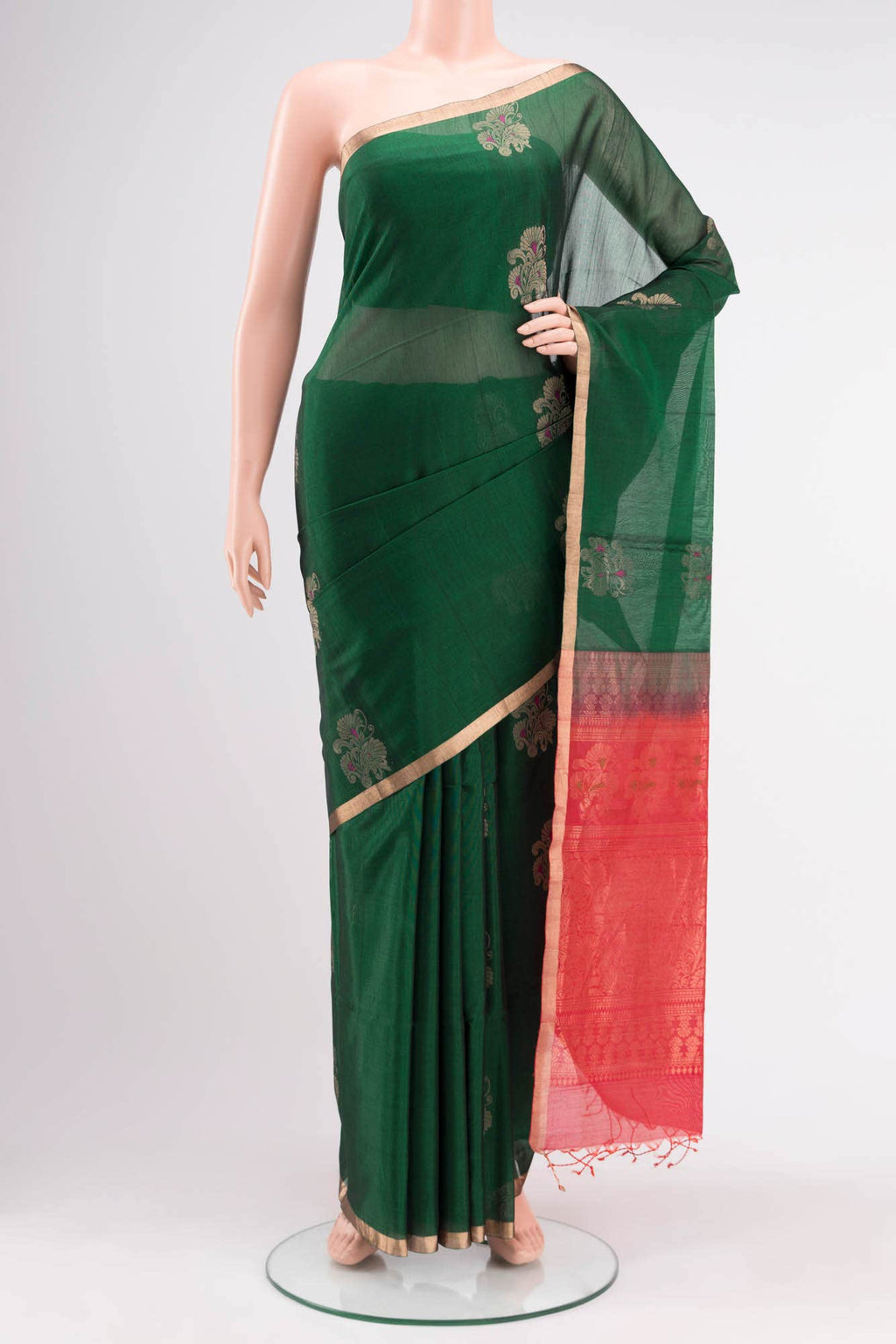 Green Dual Tone Kora Cotton Saree