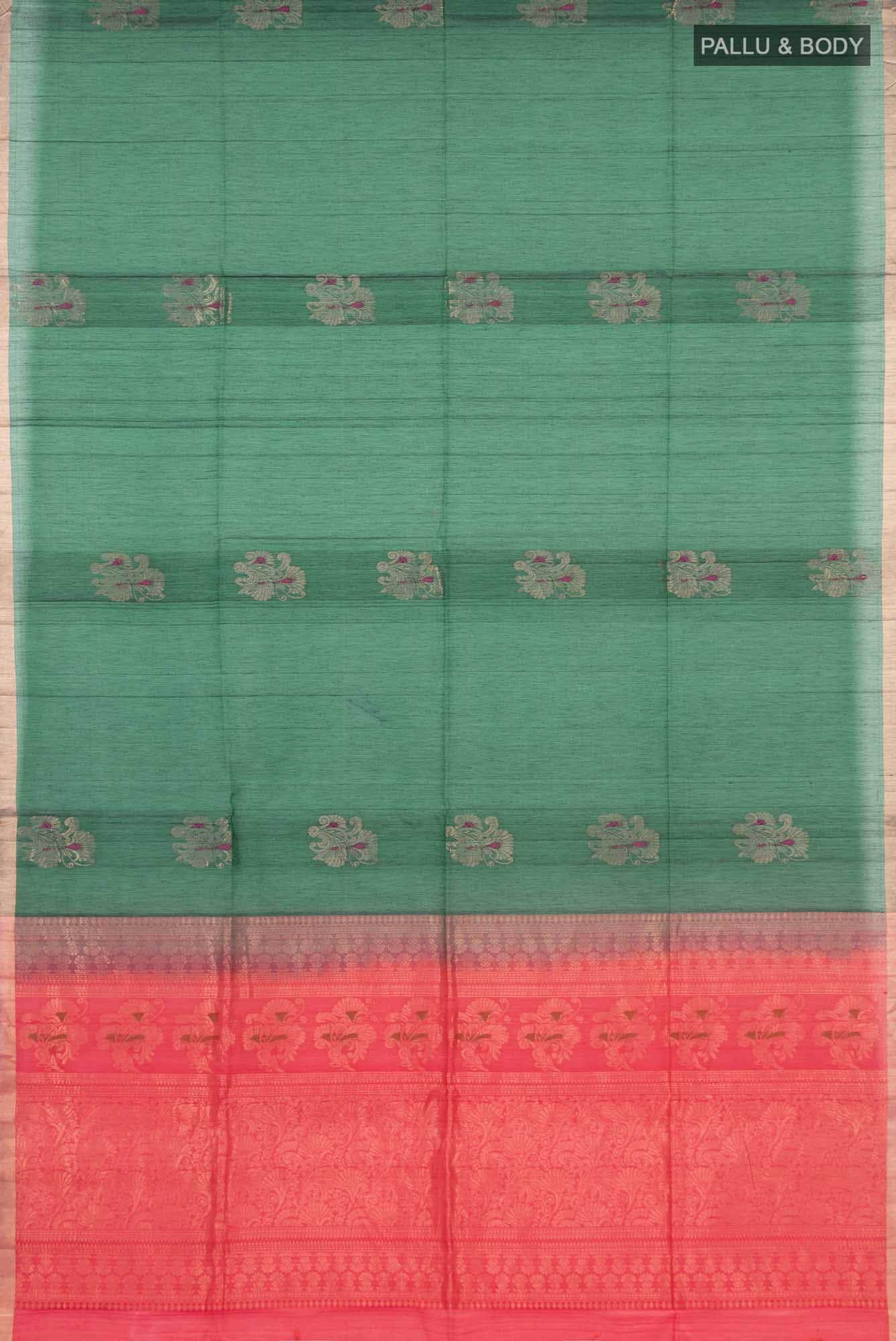 Green Dual Tone Kora Cotton Saree