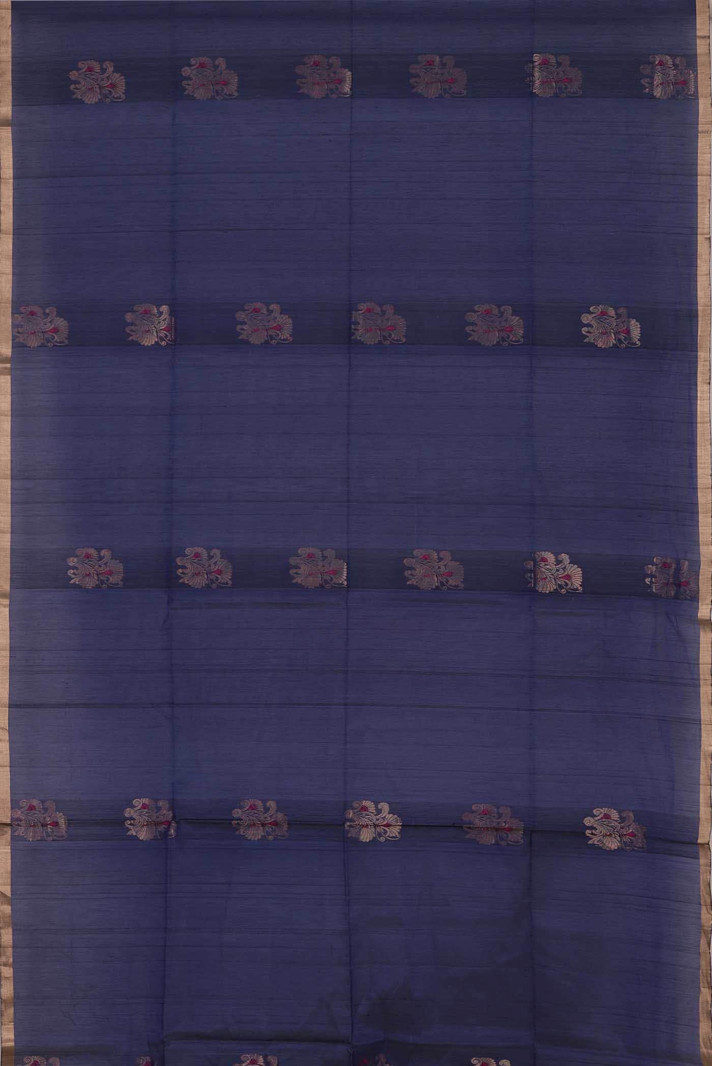 Blue Blended Silk Cotton Saree