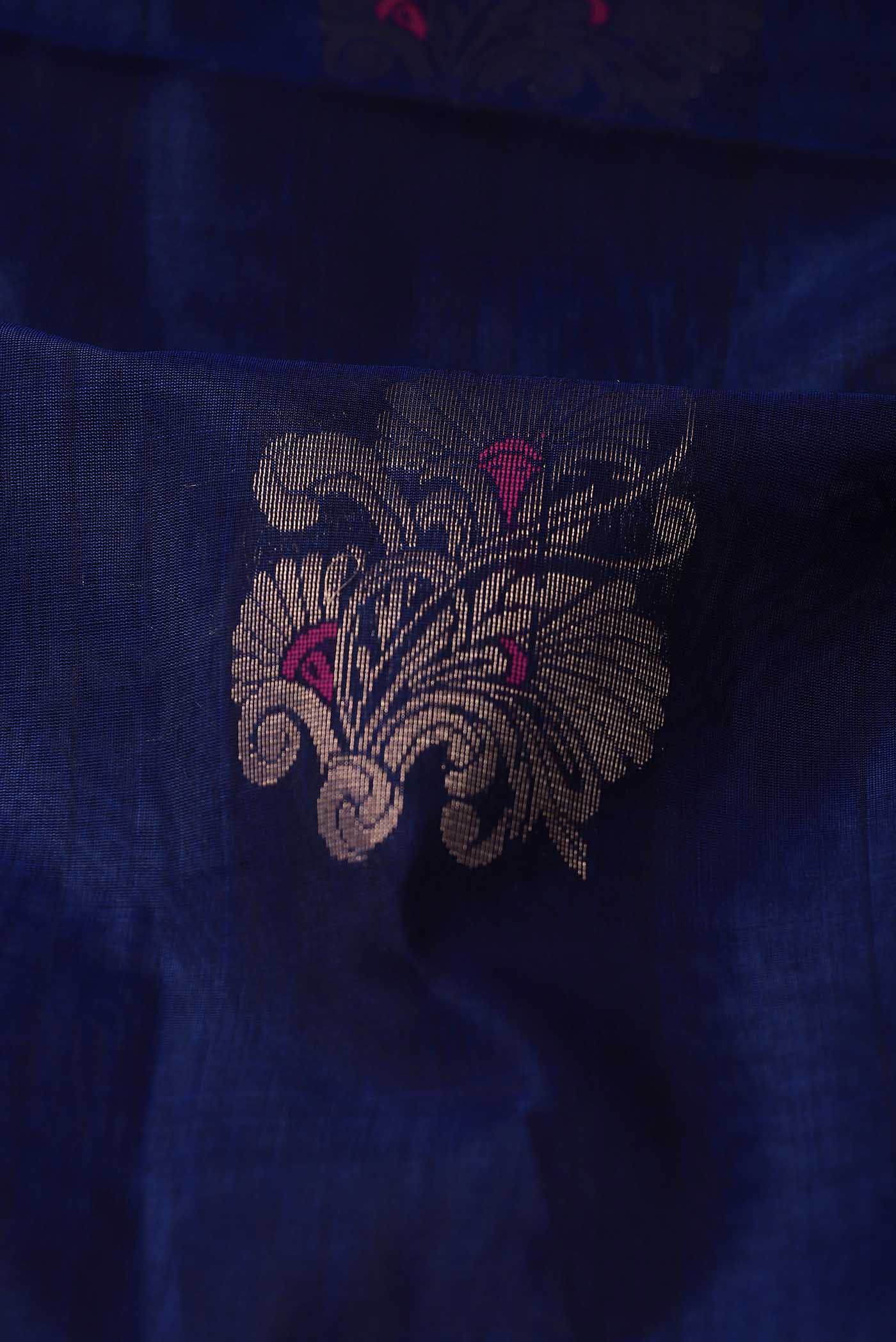 Blue Blended Silk Cotton Saree