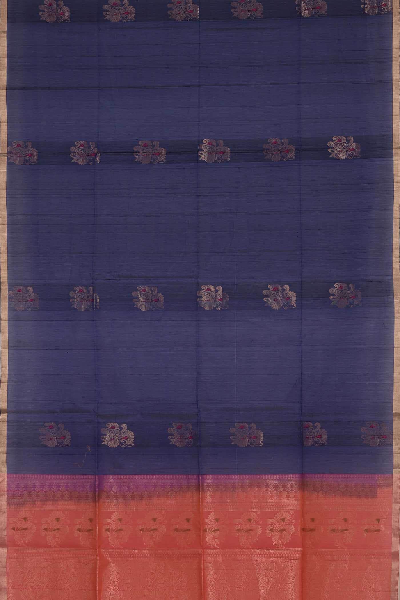 Blue Blended Silk Cotton Saree