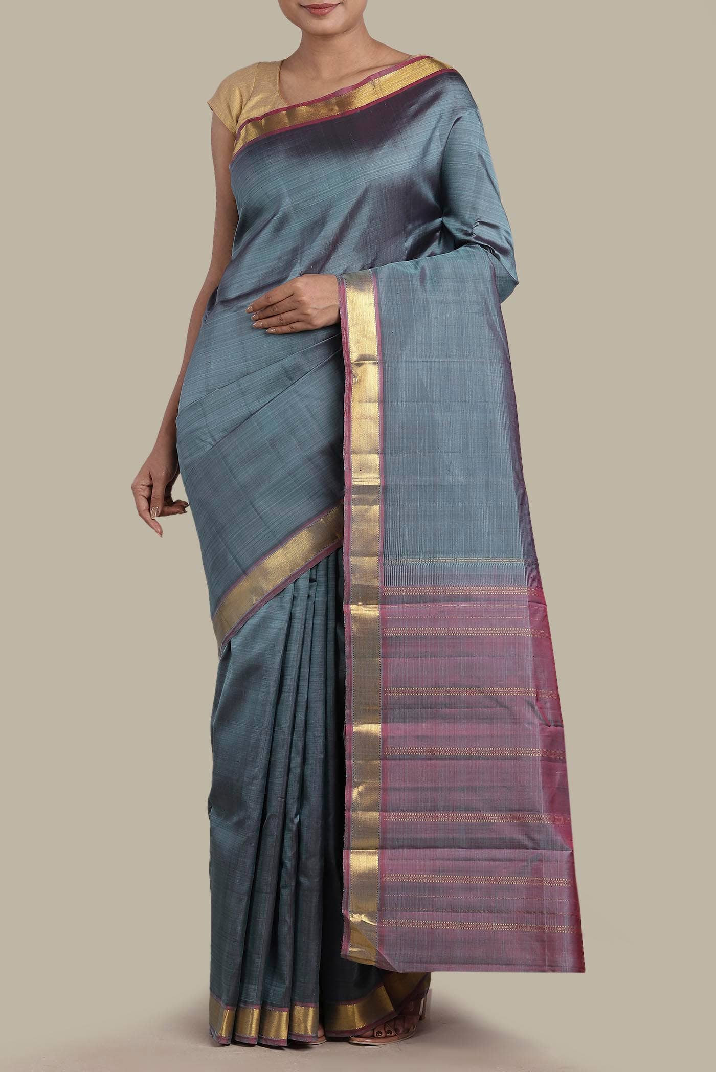 Blue Kanchipuram Silk Saree