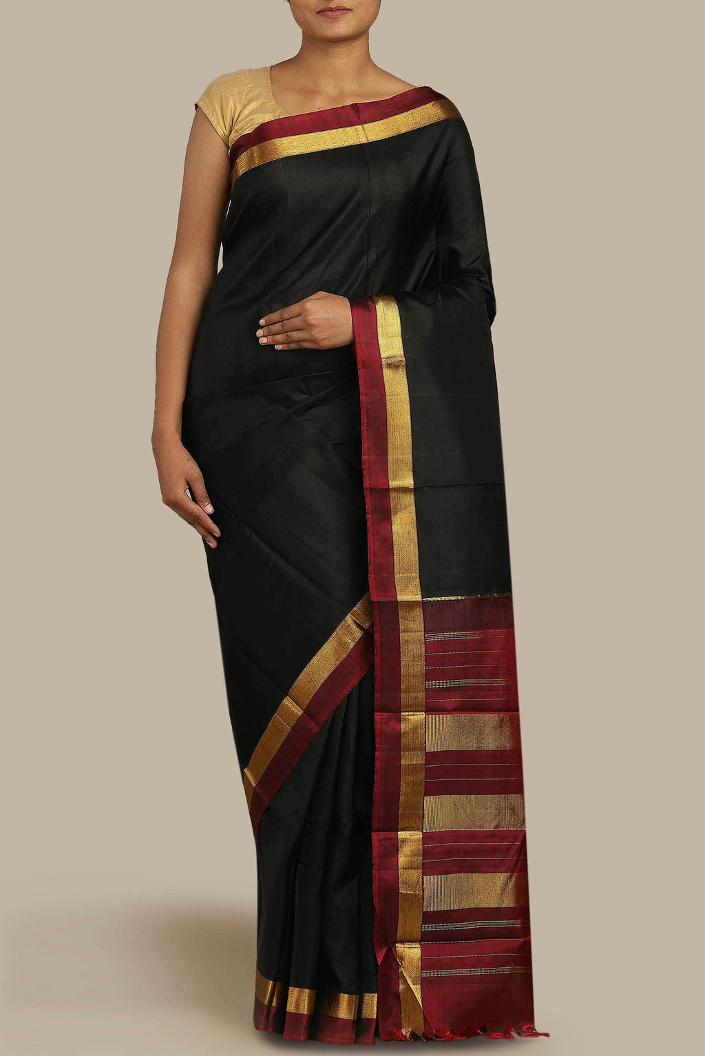 Black Kanchipuram Silk Saree