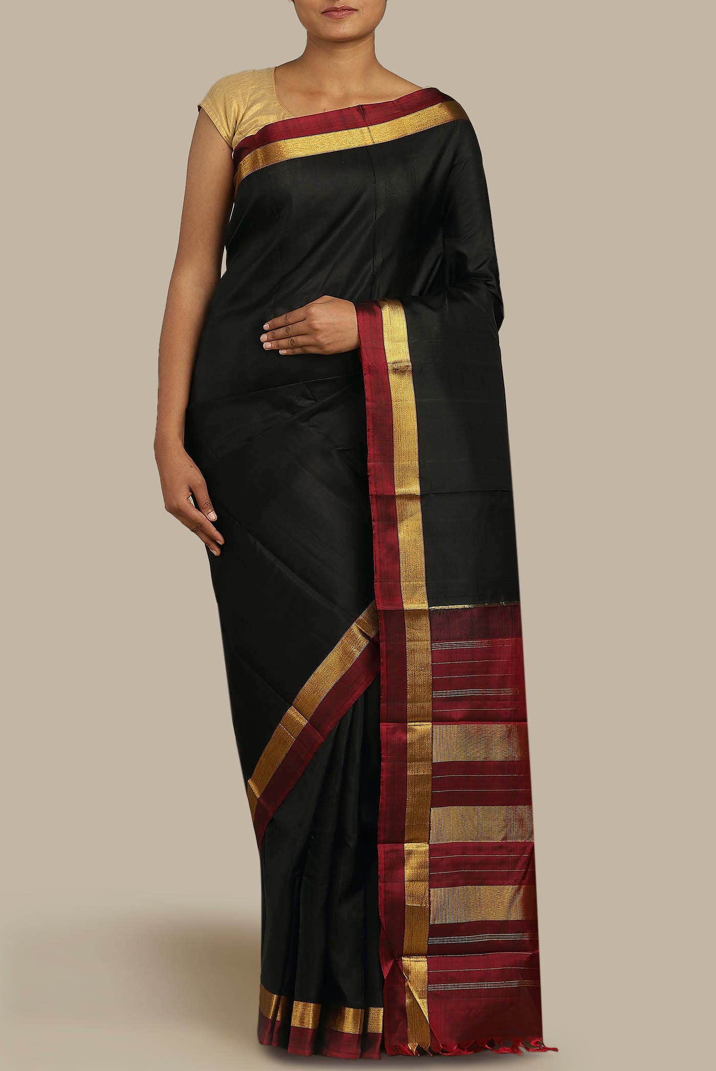 Black Kanchipuram Silk Saree