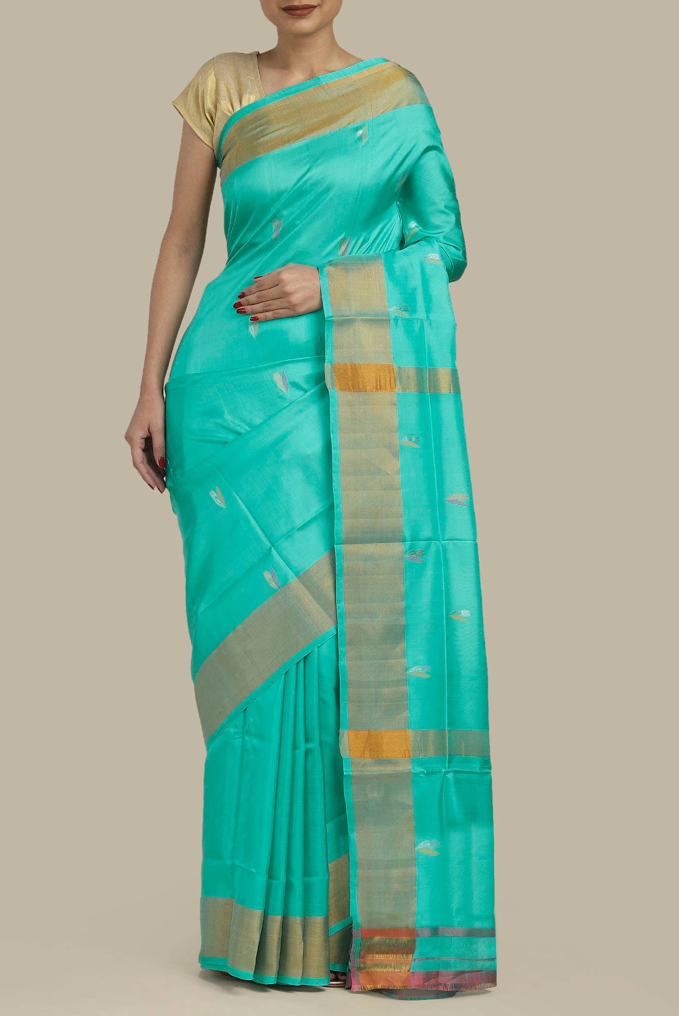 Turquoise Uppada Silk Saree