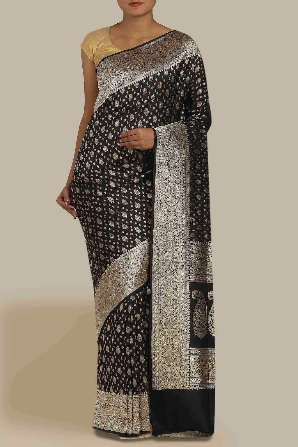 Black Banarasi Silk Saree