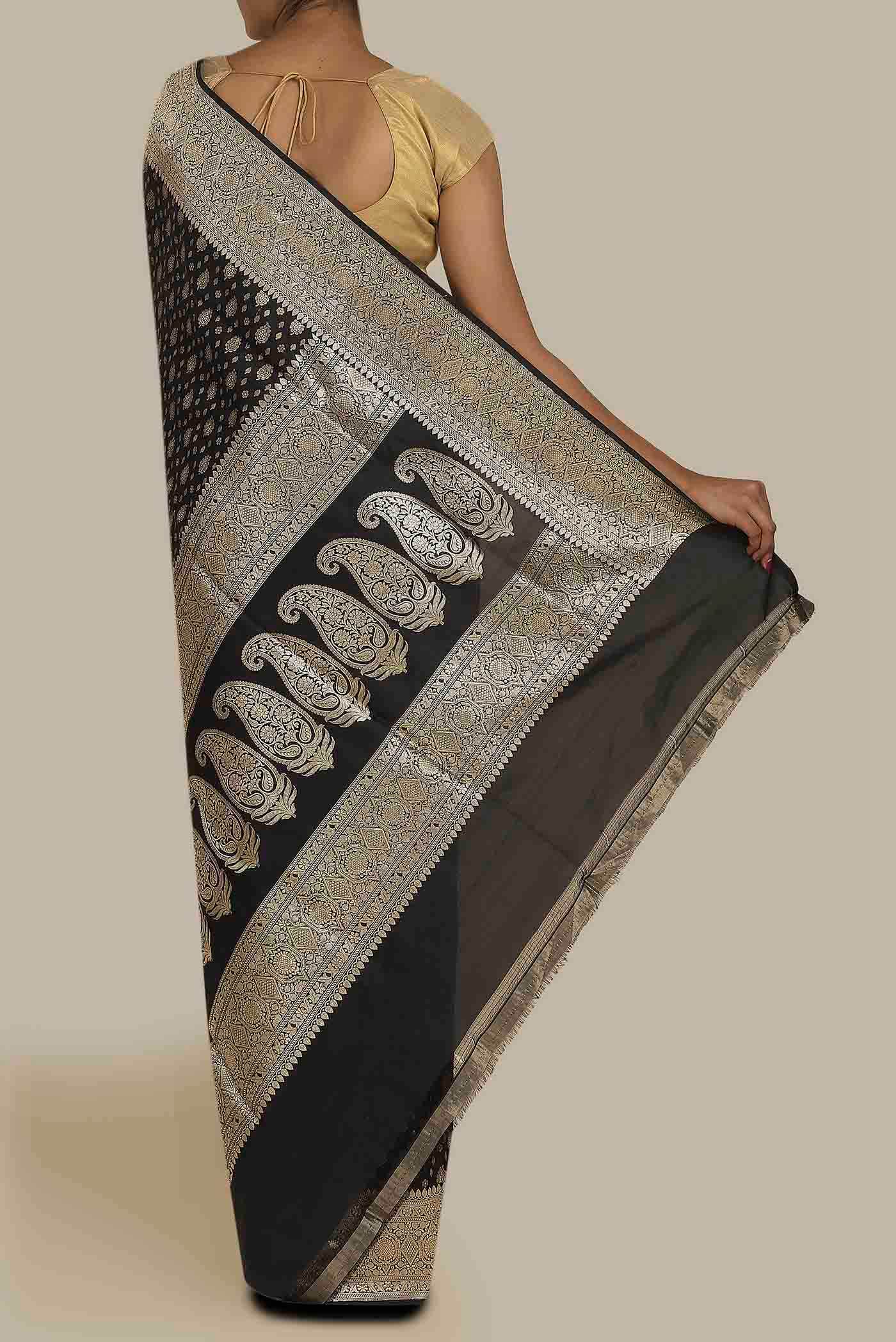 Black Banarasi Silk Saree