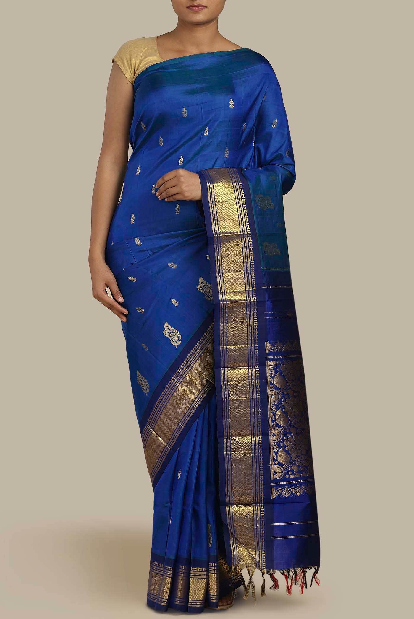 Blue Kanchipuram Silk Saree