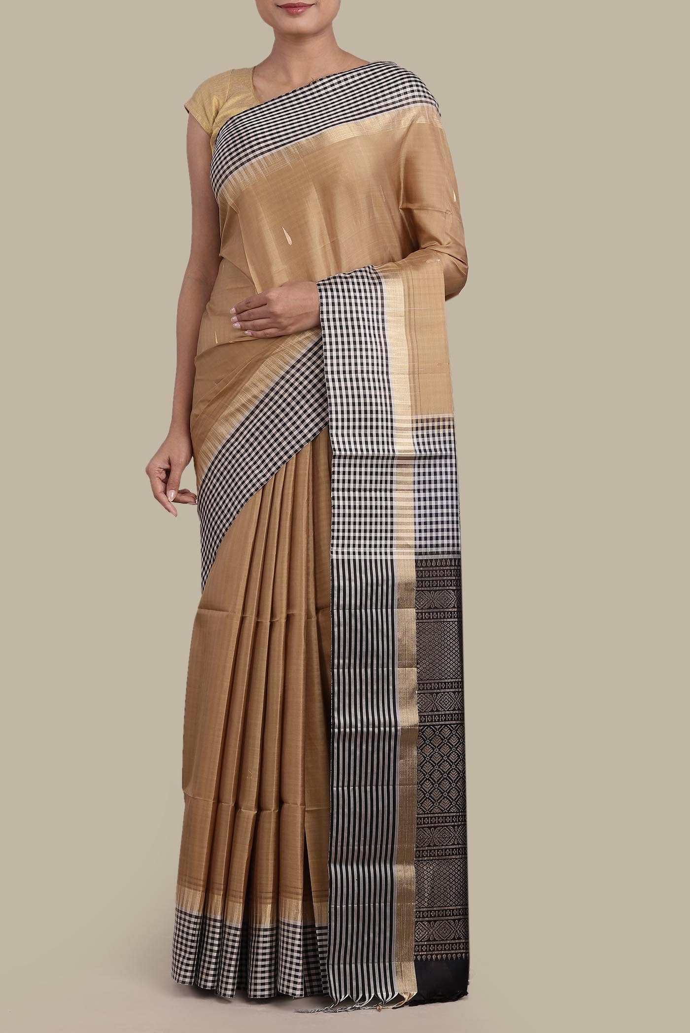 Beige Soft Silk Saree