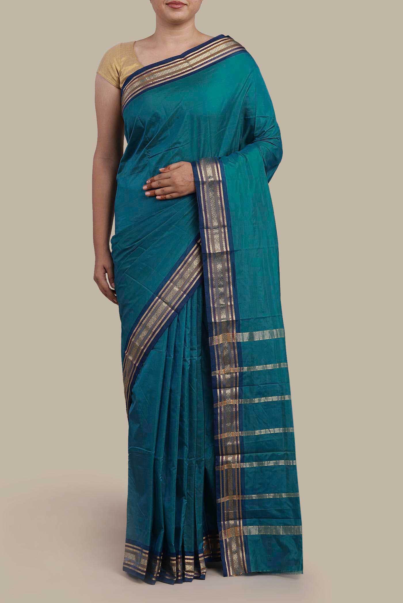 Blue Blended Bangalore Silk Saree