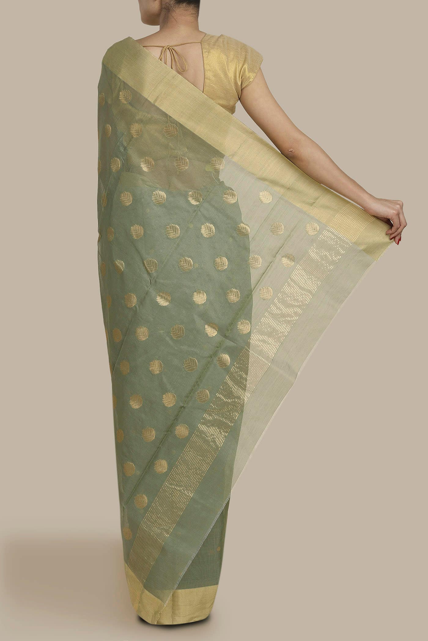 Sage Green Chanderi Silk Cotton Saree