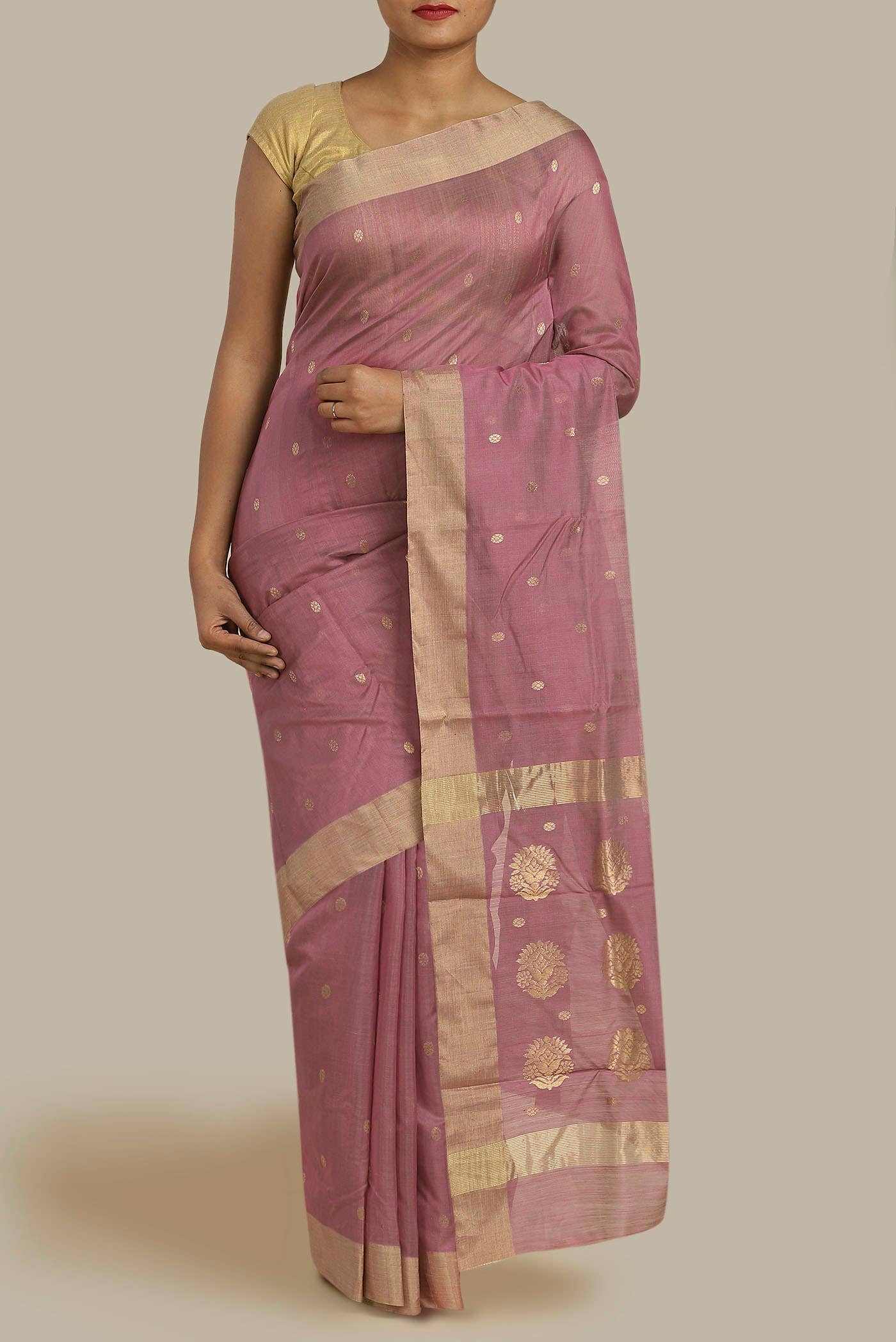 Pink Chanderi Silk Cotton Saree