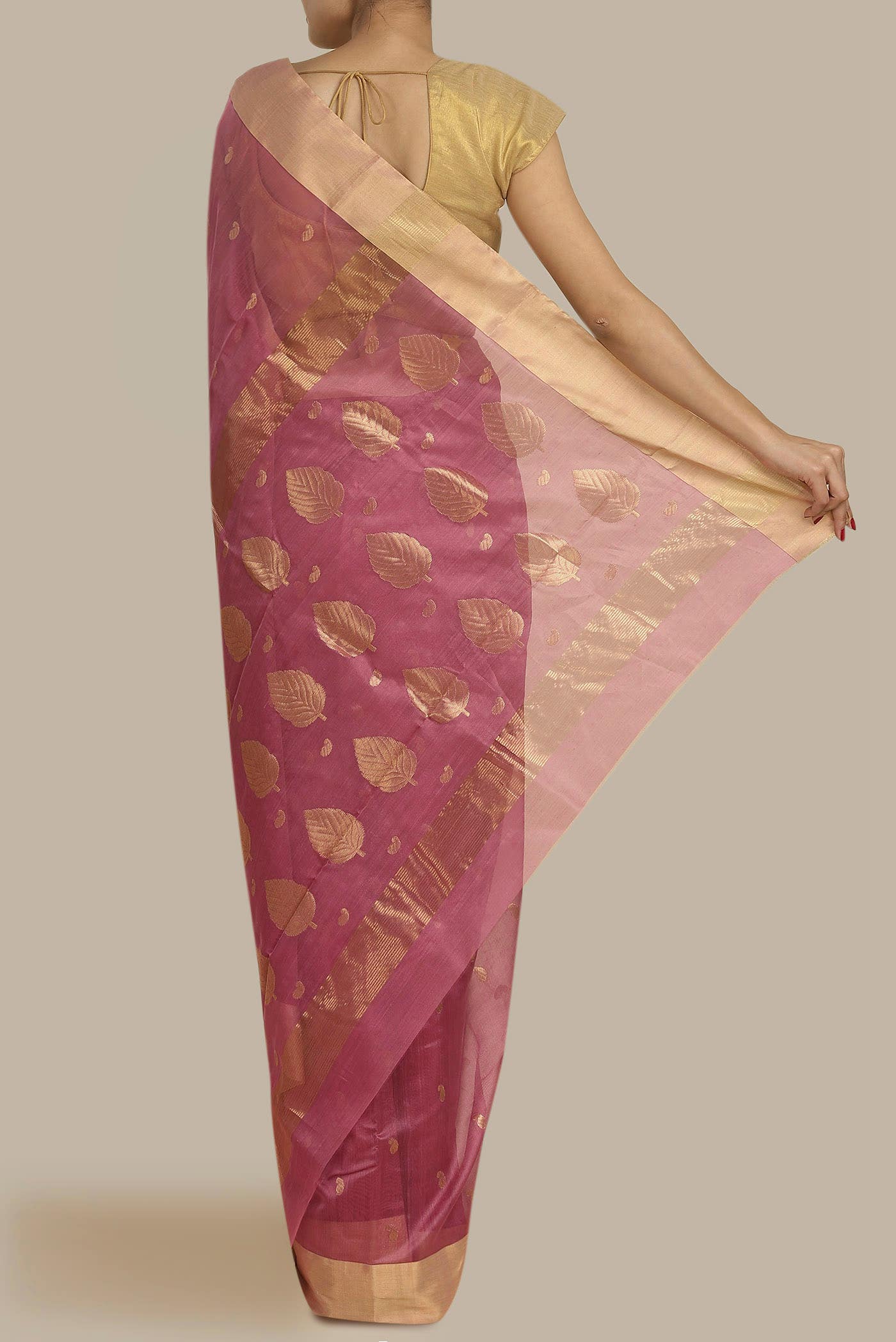 Coral Chanderi Silk Cotton Saree