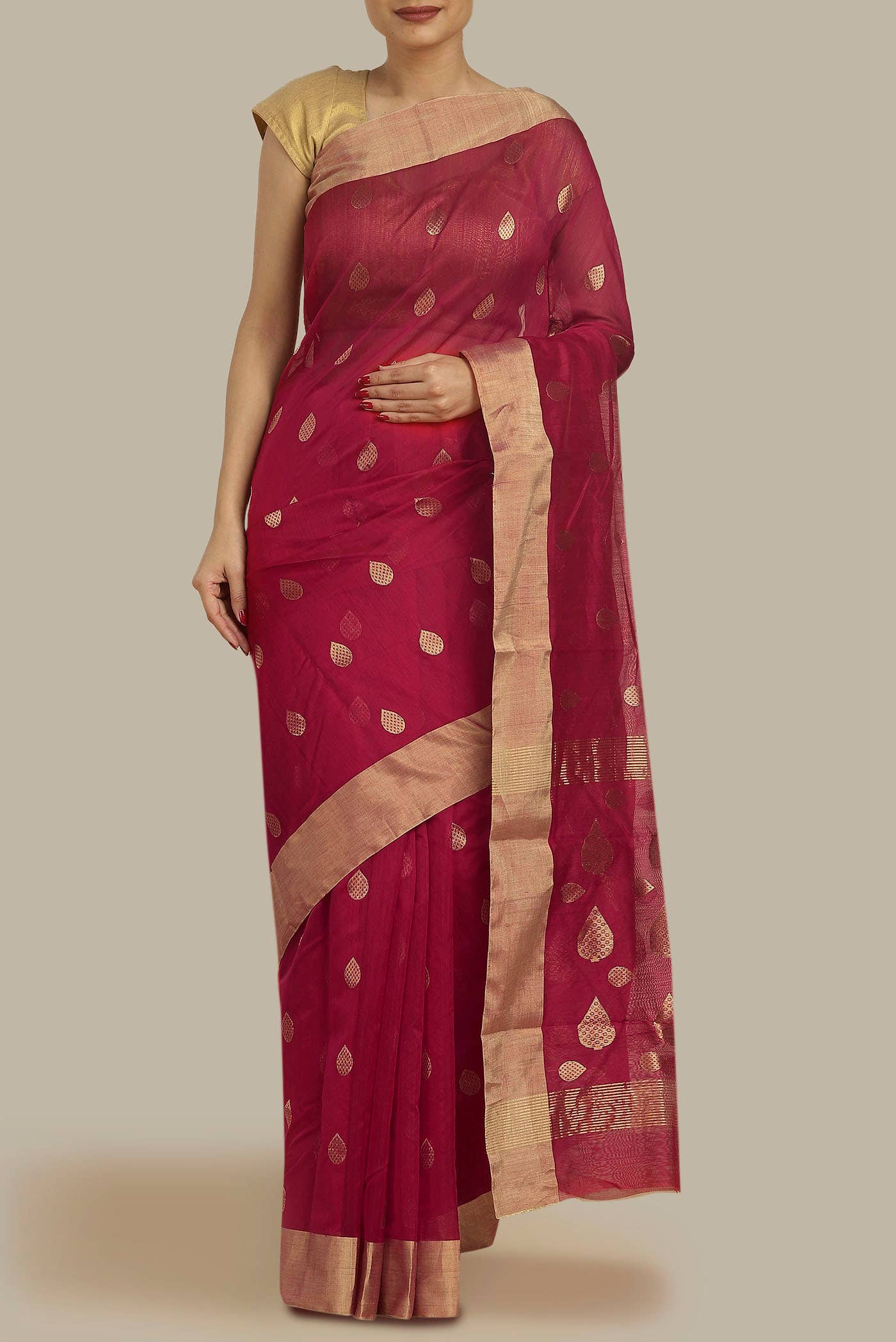 Pink Chanderi Silk Cotton Saree