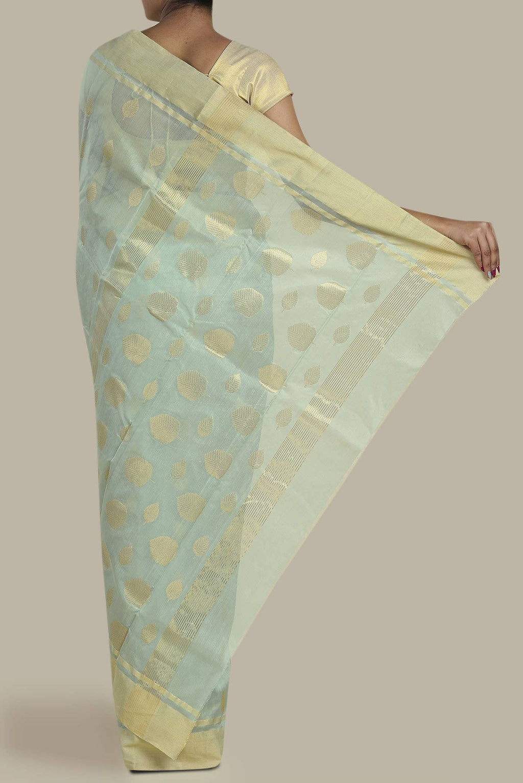 Light Blue Chanderi Silk Cotton Saree
