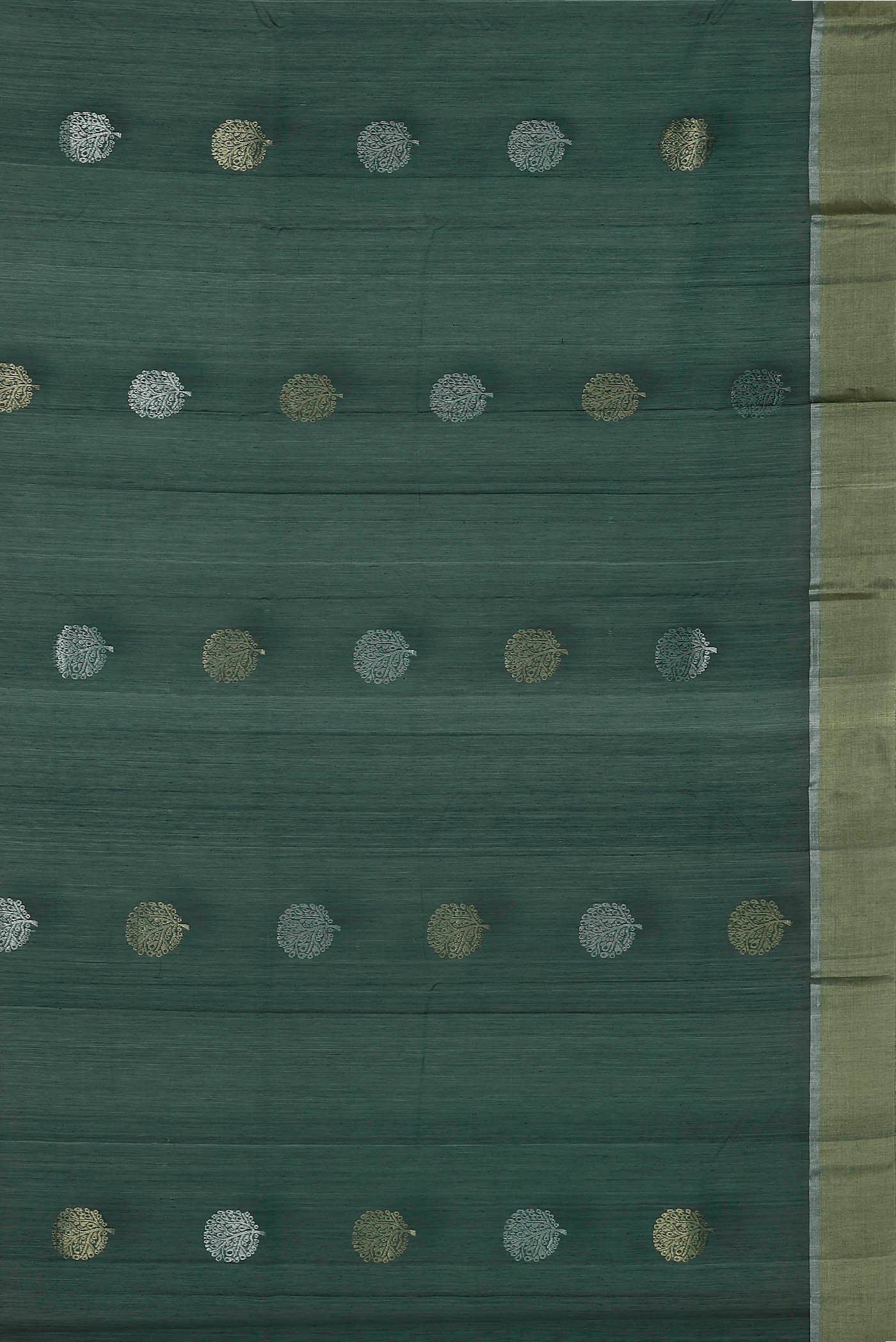 Bottle Green Chanderi Silk Cotton Saree