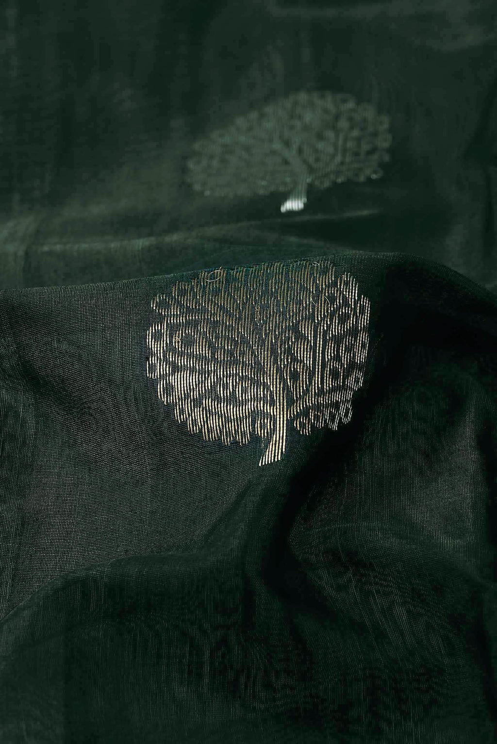 Bottle Green Chanderi Silk Cotton Saree