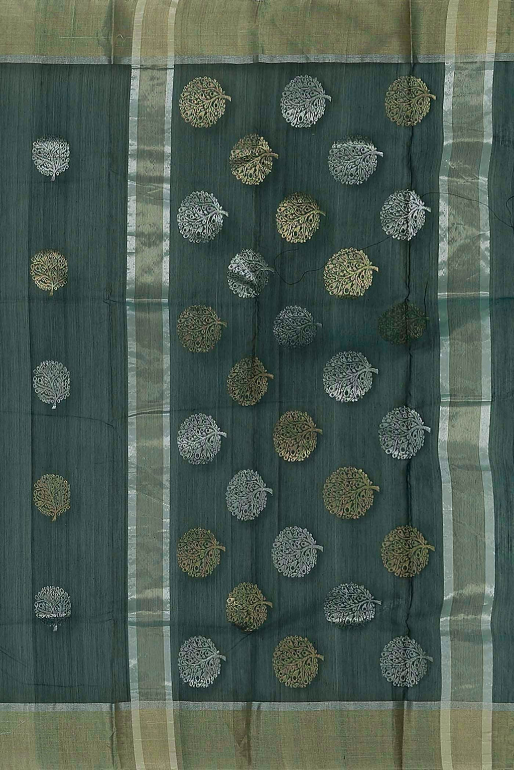 Bottle Green Chanderi Silk Cotton Saree