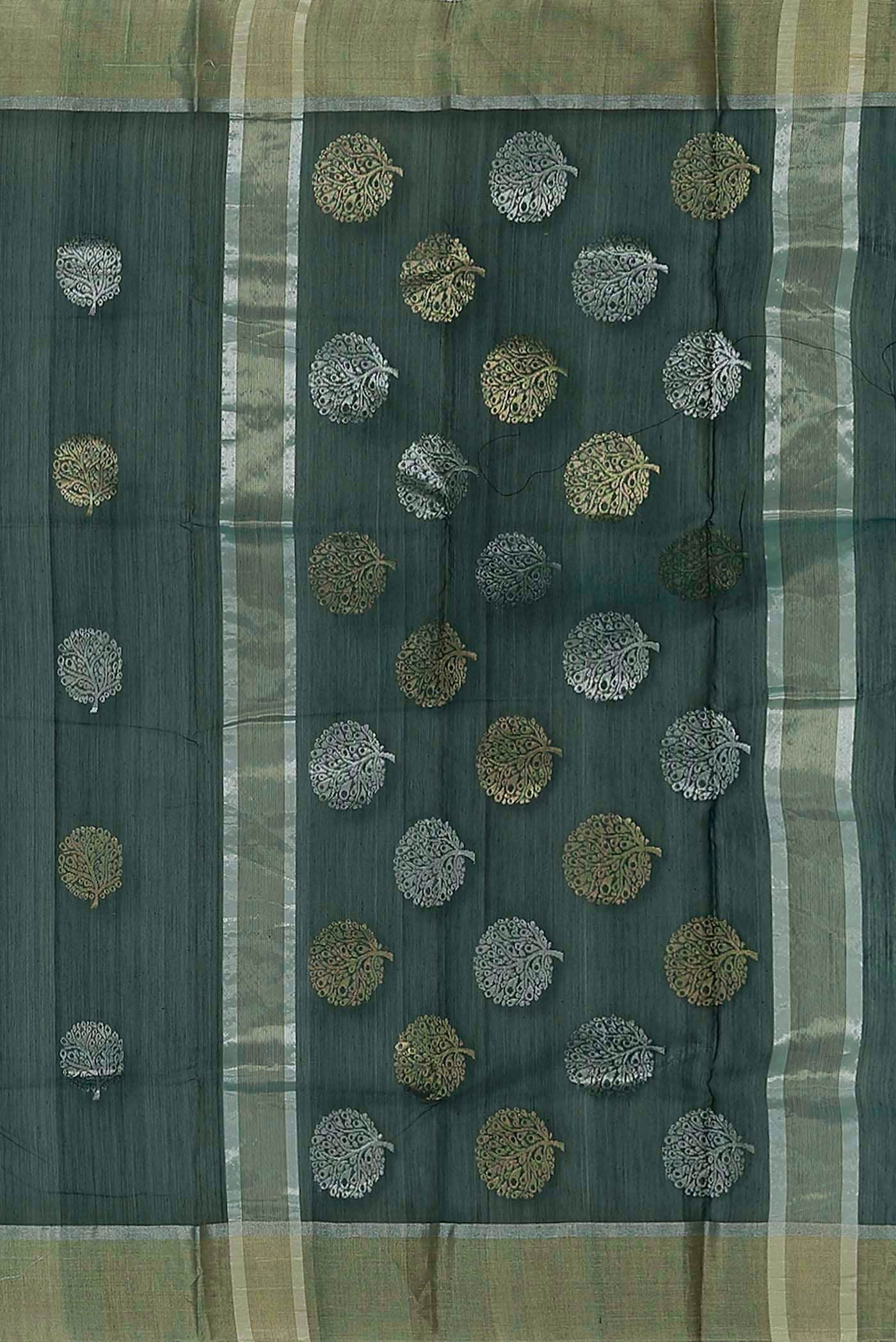 Bottle Green Chanderi Silk Cotton Saree