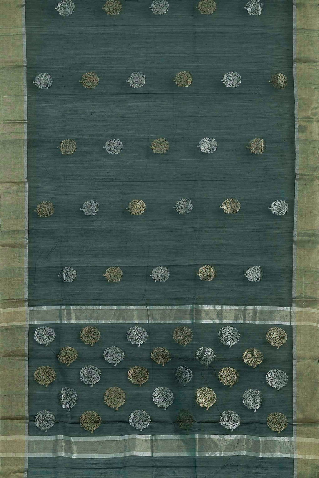 Bottle Green Chanderi Silk Cotton Saree