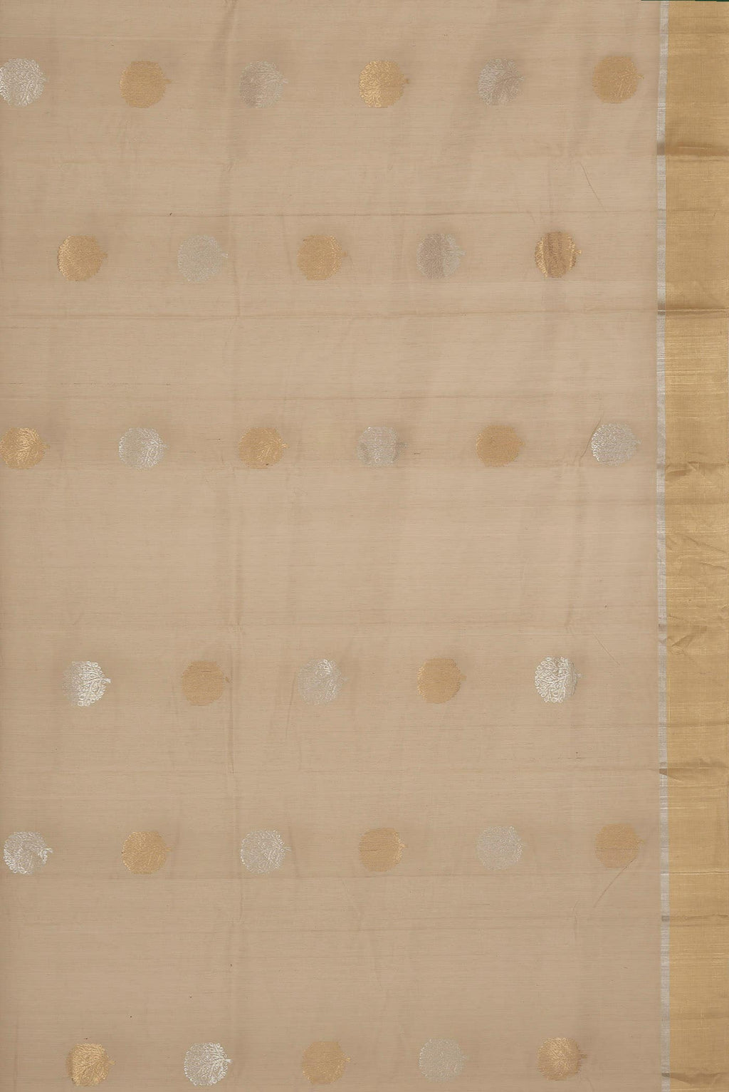 Beige Chanderi Silk Cotton Saree