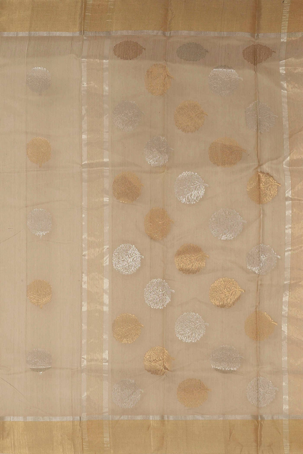 Beige Chanderi Silk Cotton Saree