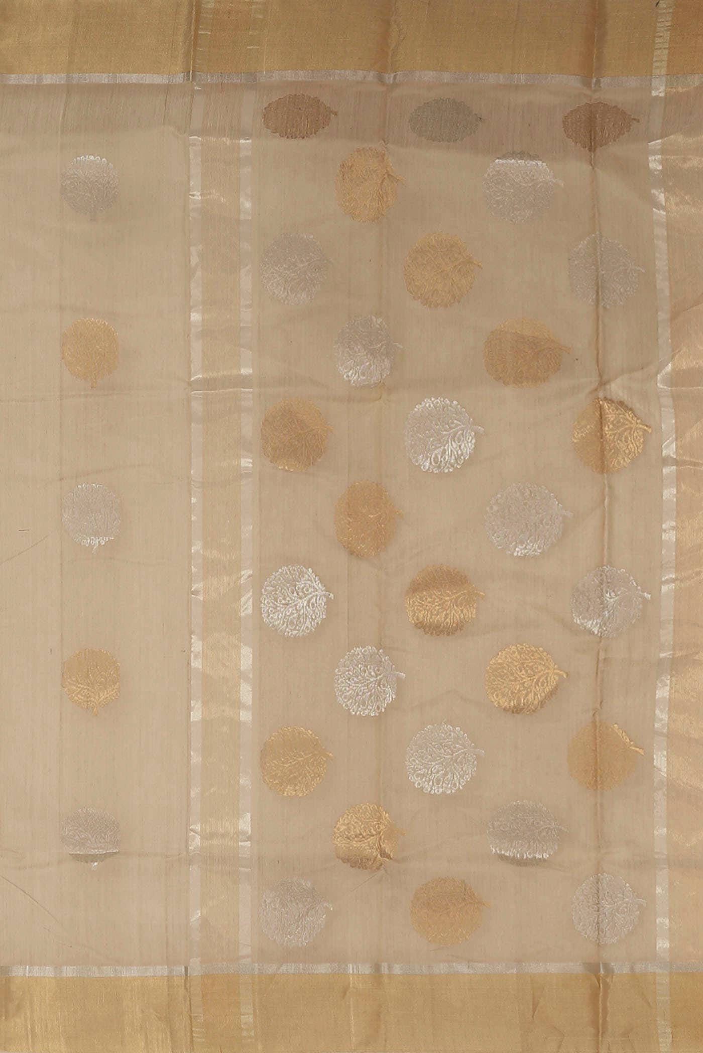 Beige Chanderi Silk Cotton Saree