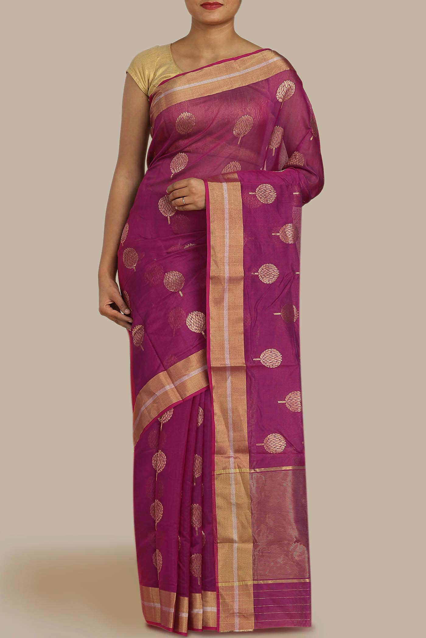 Pink Chanderi Silk Cotton Saree