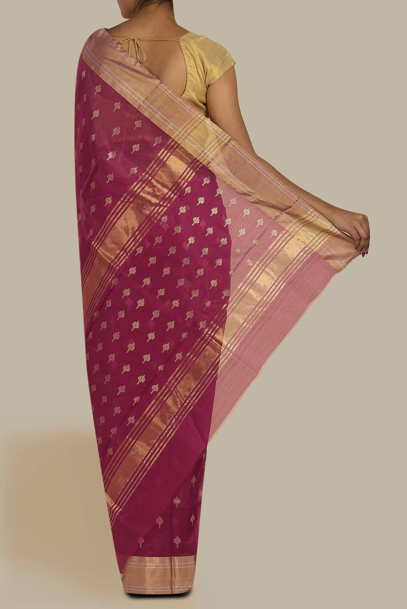 Dark Pink Chanderi Silk Cotton Saree
