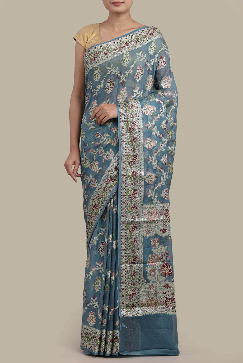 Blue Banarasi Georgette Saree