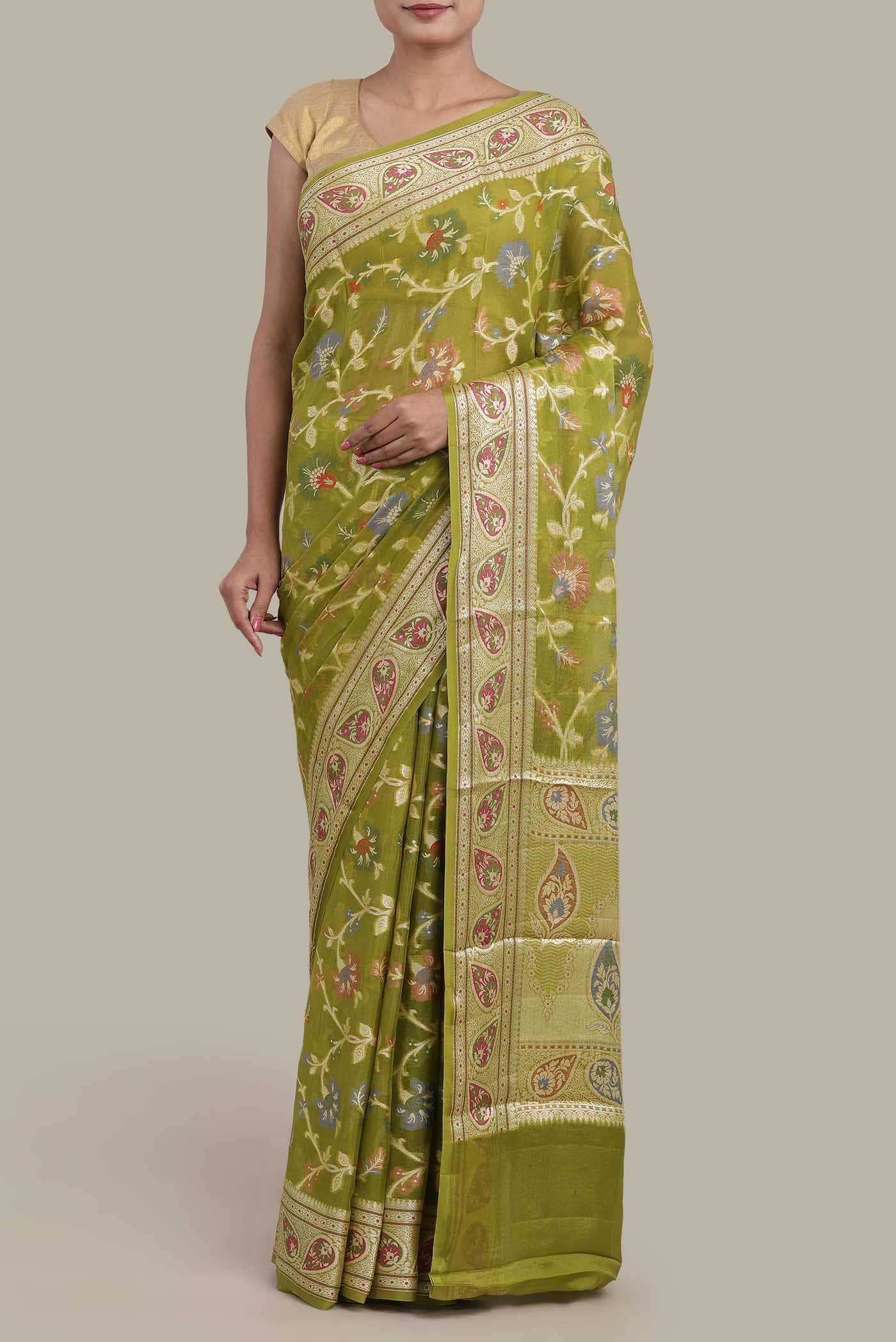 Green Banarasi Georgette Saree