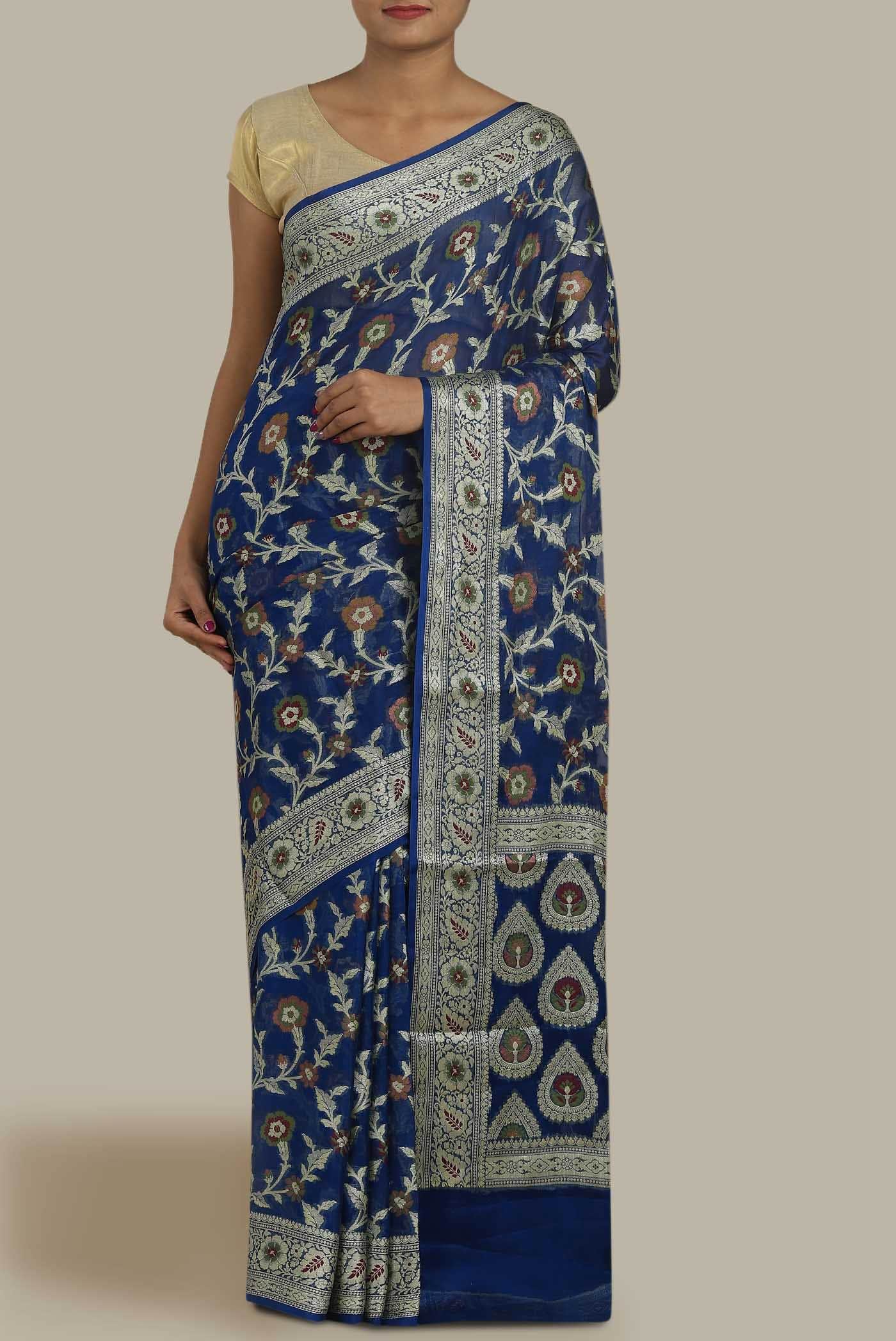 Blue Banarasi Georgette Saree