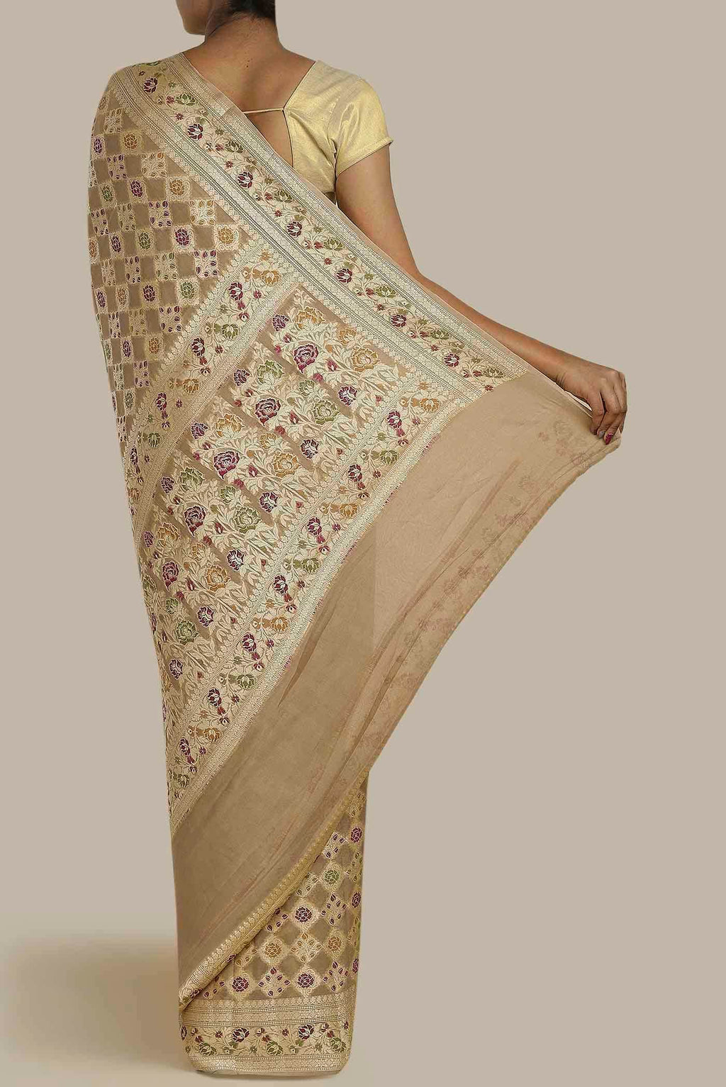 Beige Banarasi Georgette Saree