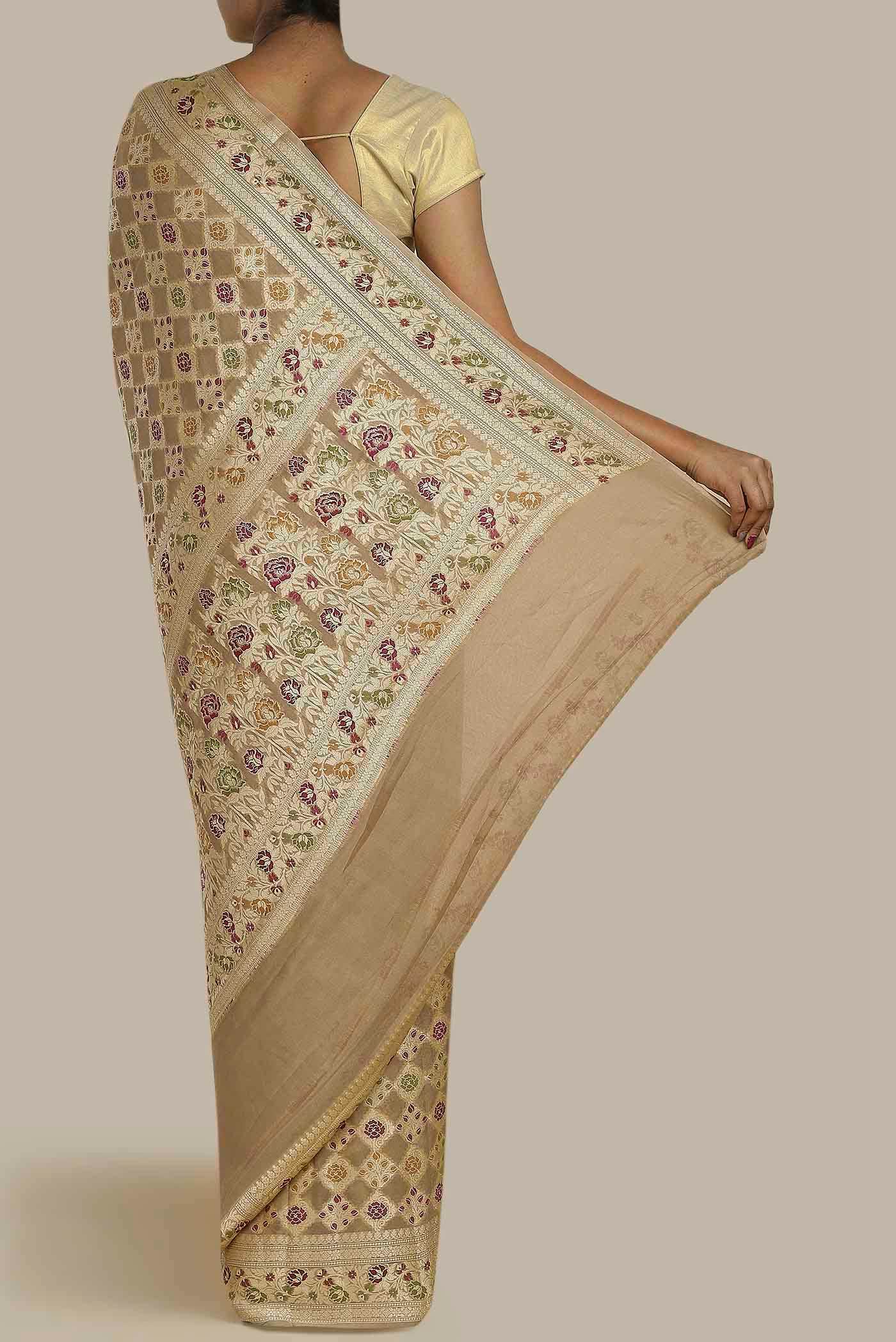 Beige Banarasi Georgette Saree