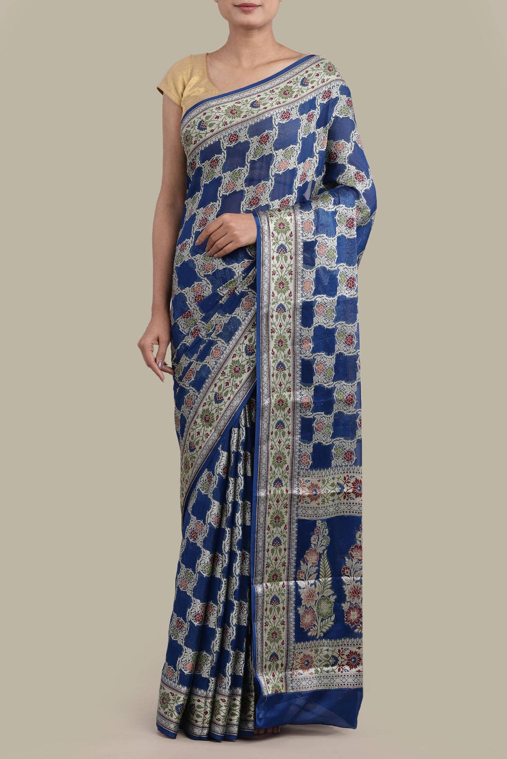 Blue Banarasi Georgette Saree