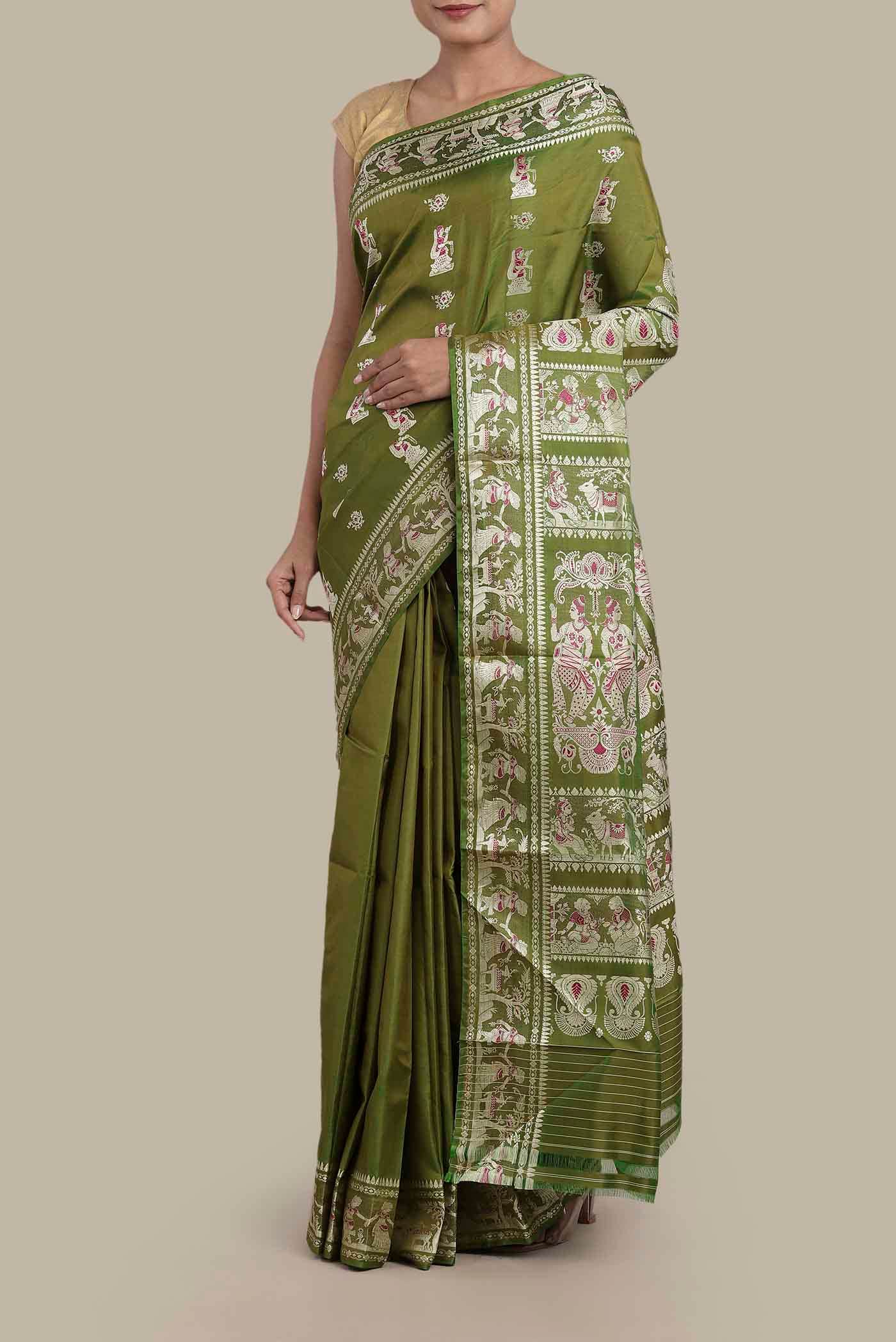 Green Baluchari Silk Saree