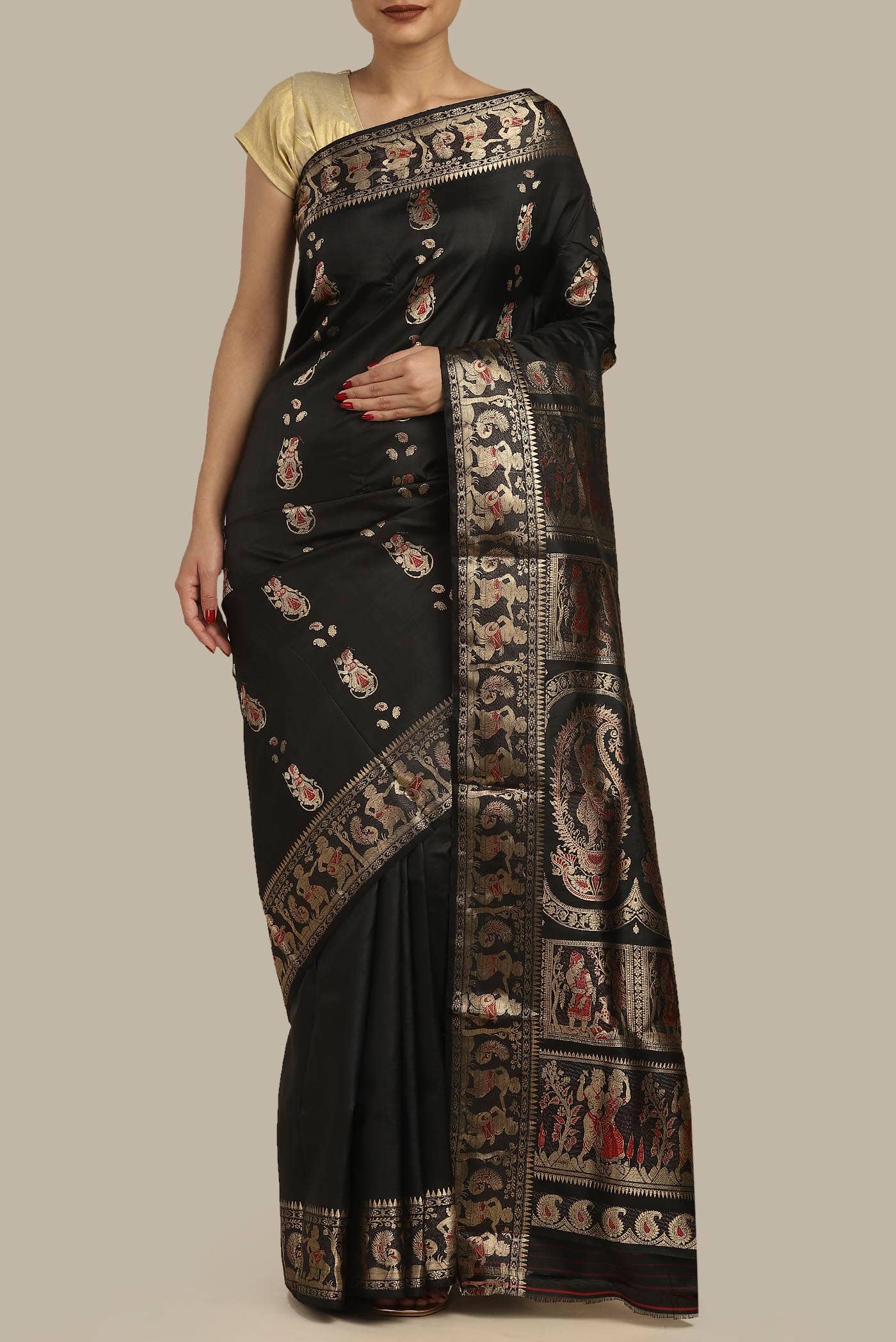Black Baluchari Silk Saree