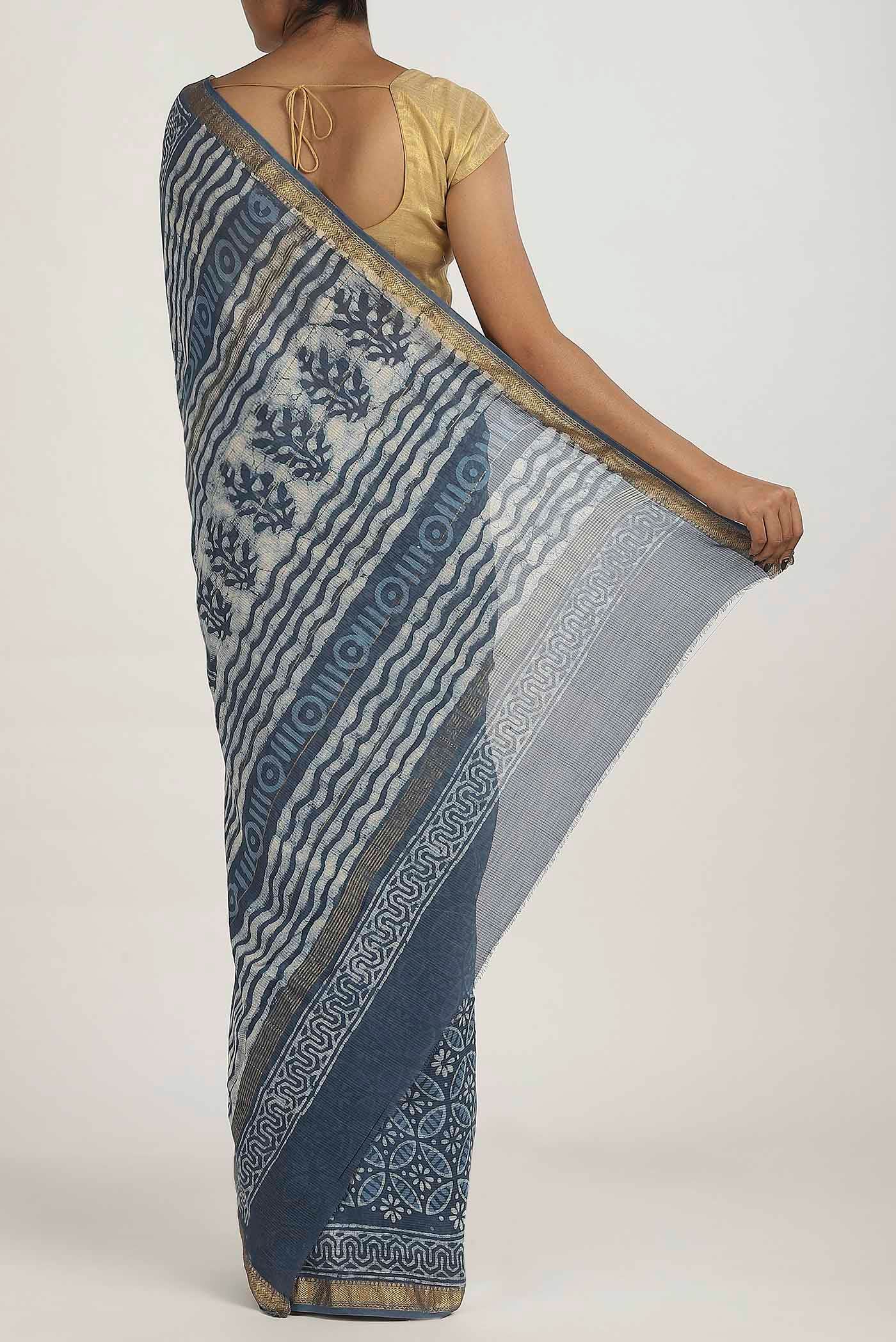 Blue Maheshwari Silk Cotton Saree