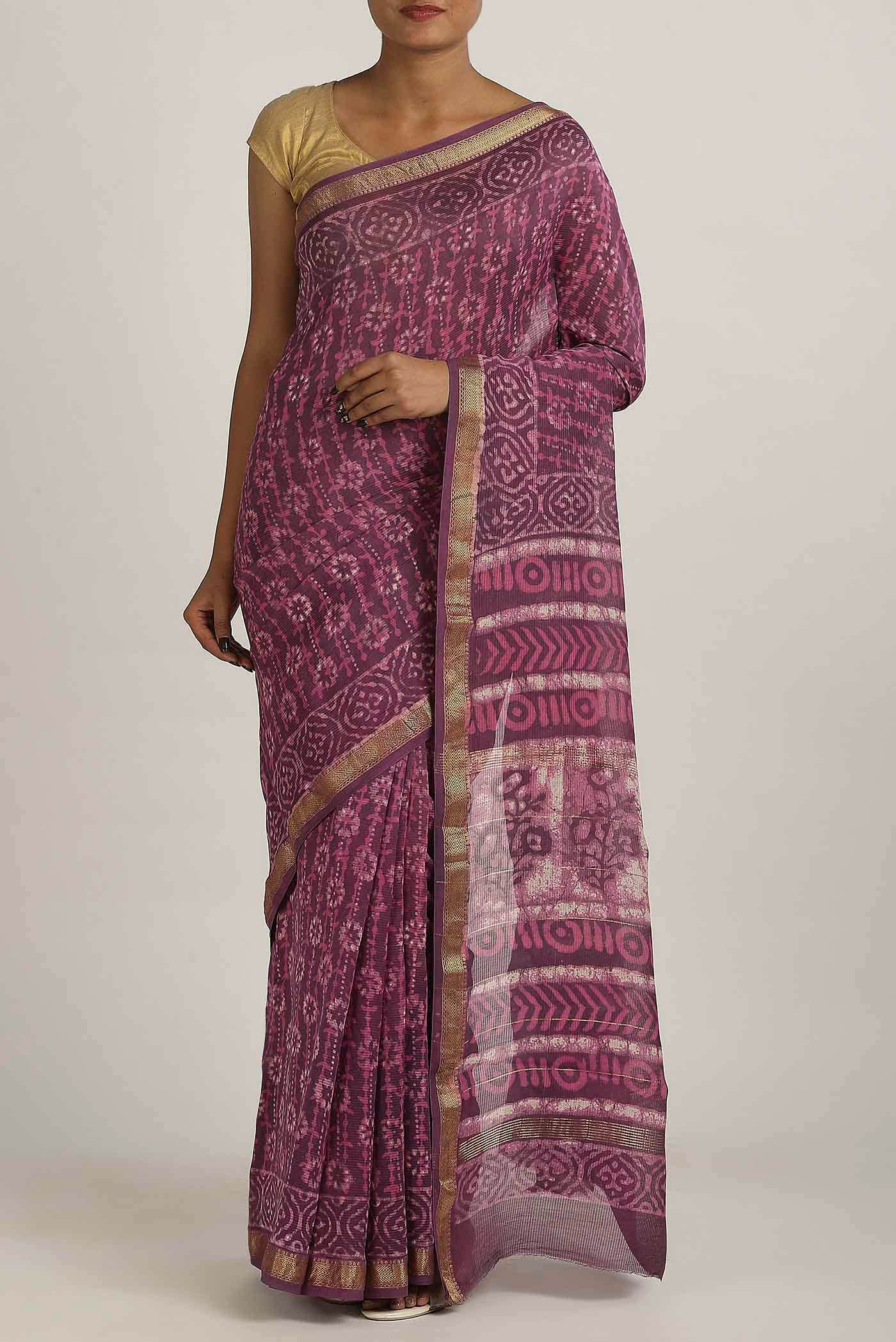 Pink Maheshwari Silk Cotton Saree
