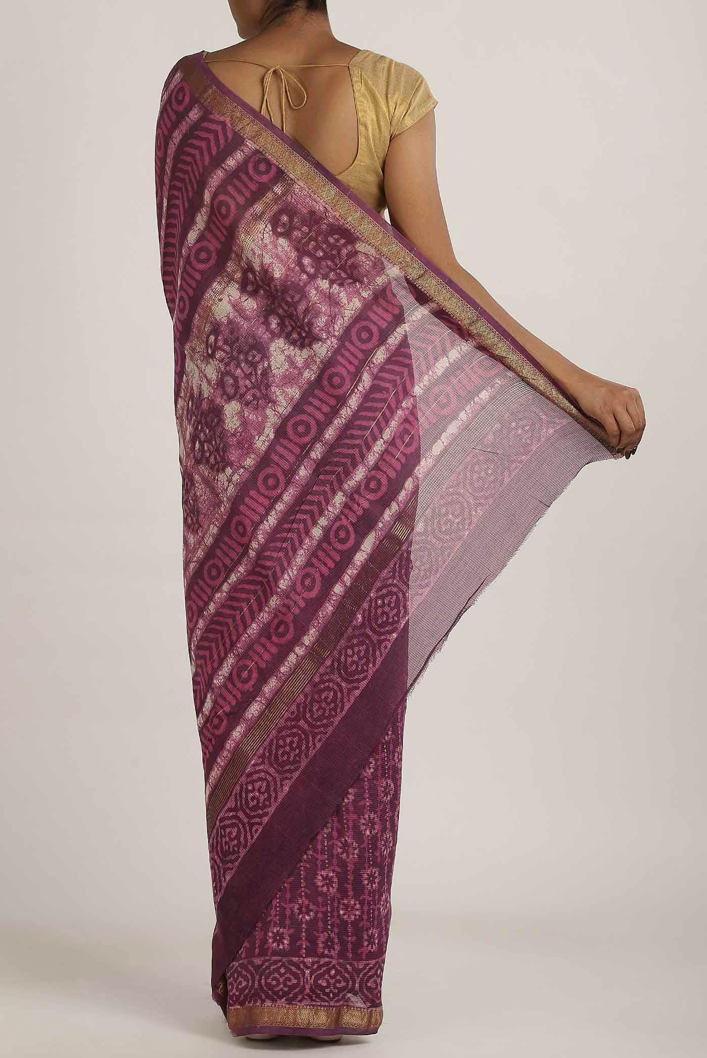 Pink Maheshwari Silk Cotton Saree