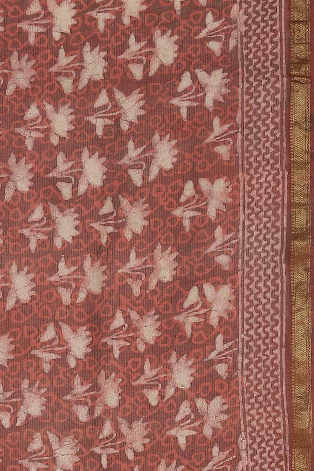Rust Maheshwari Silk Cotton Saree