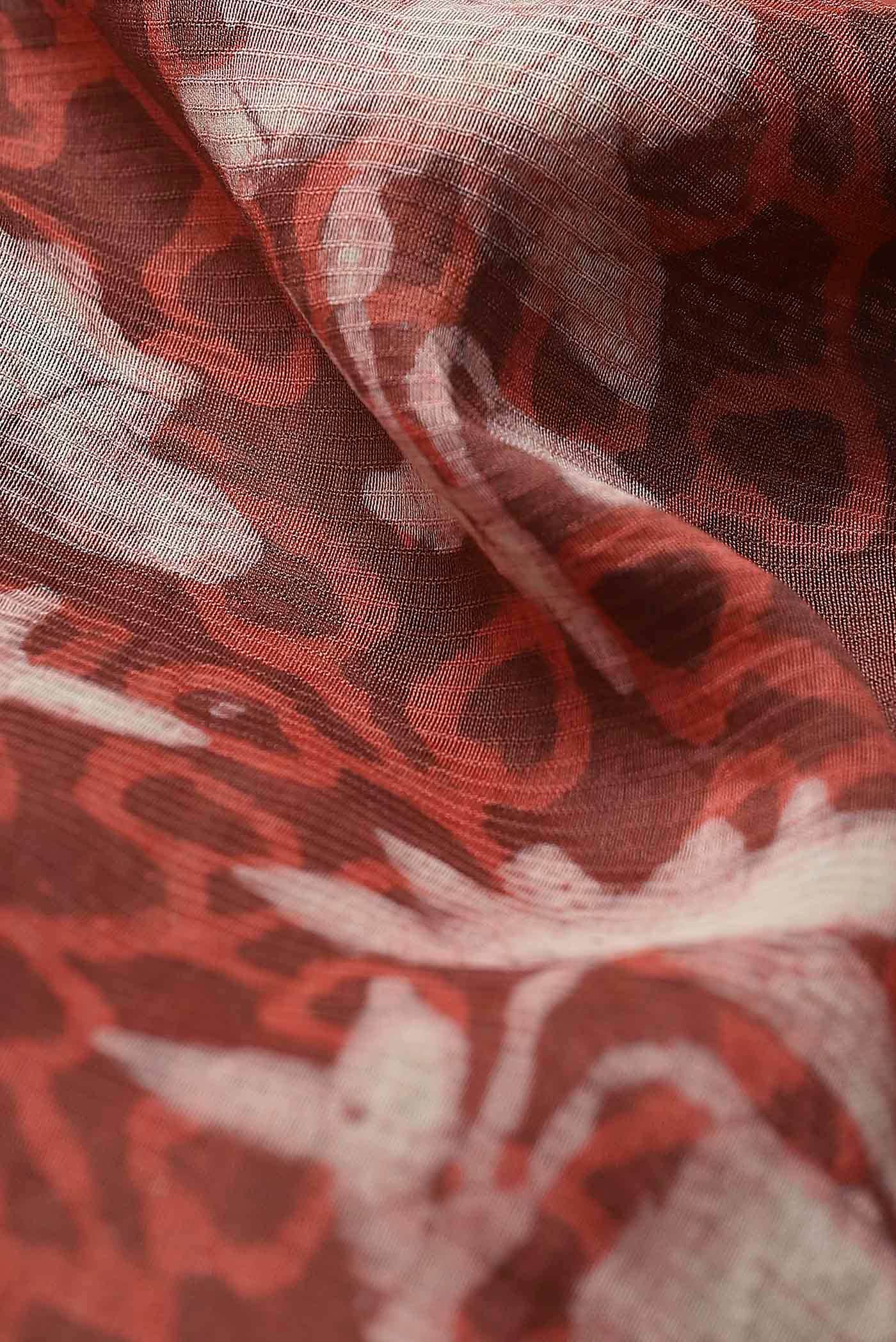 Rust Maheshwari Silk Cotton Saree