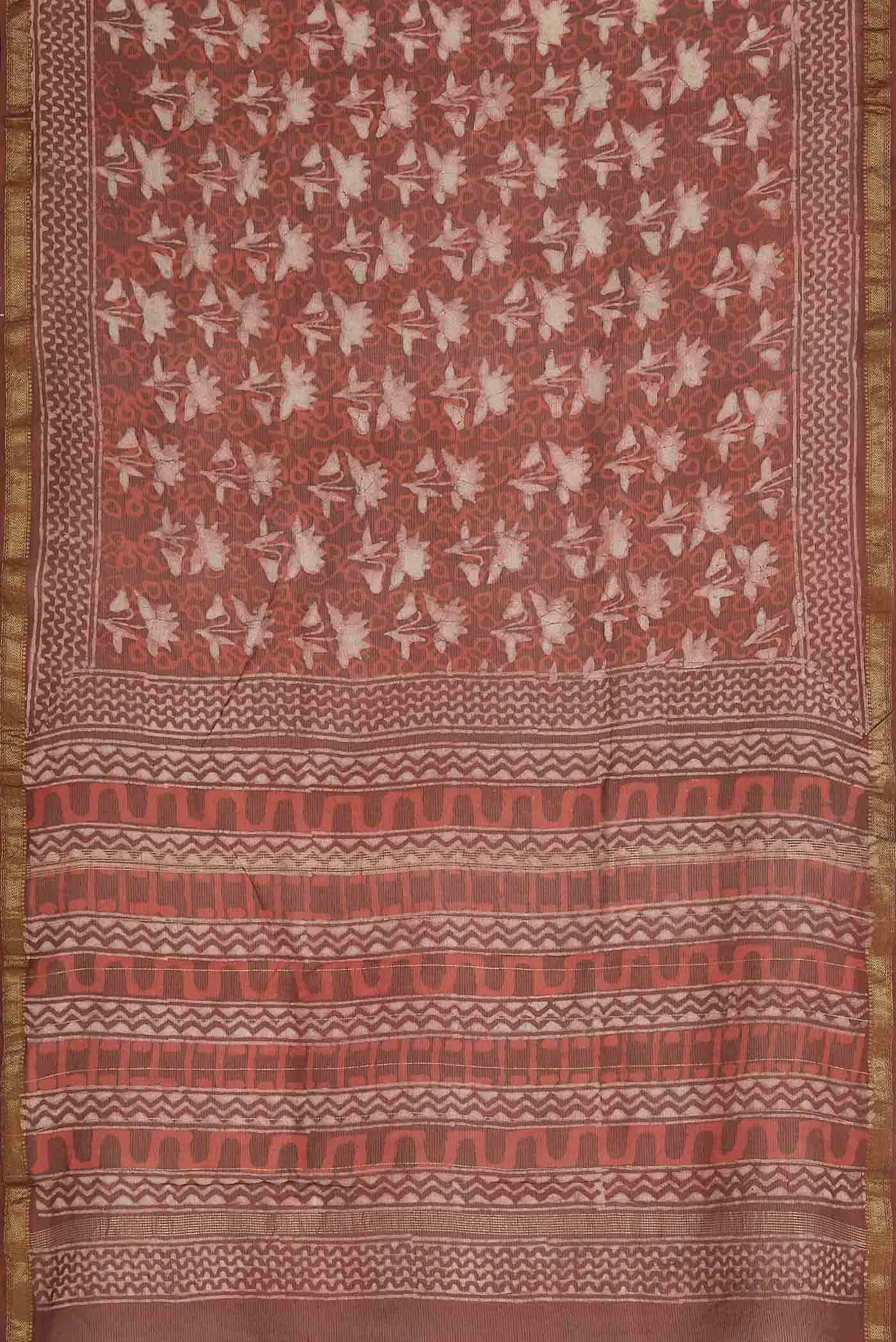 Rust Maheshwari Silk Cotton Saree