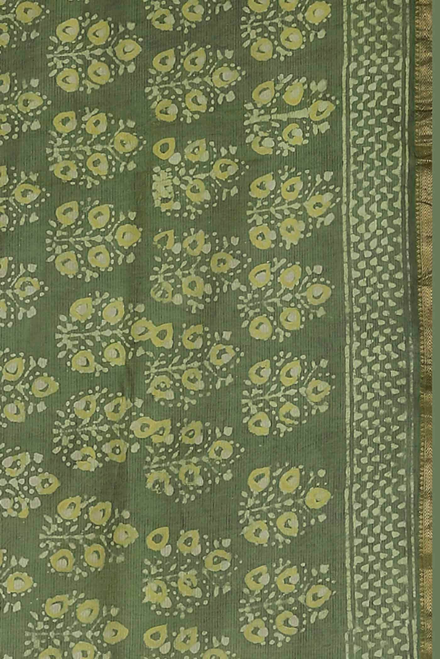 Green Maheshwari Silk Cotton Saree
