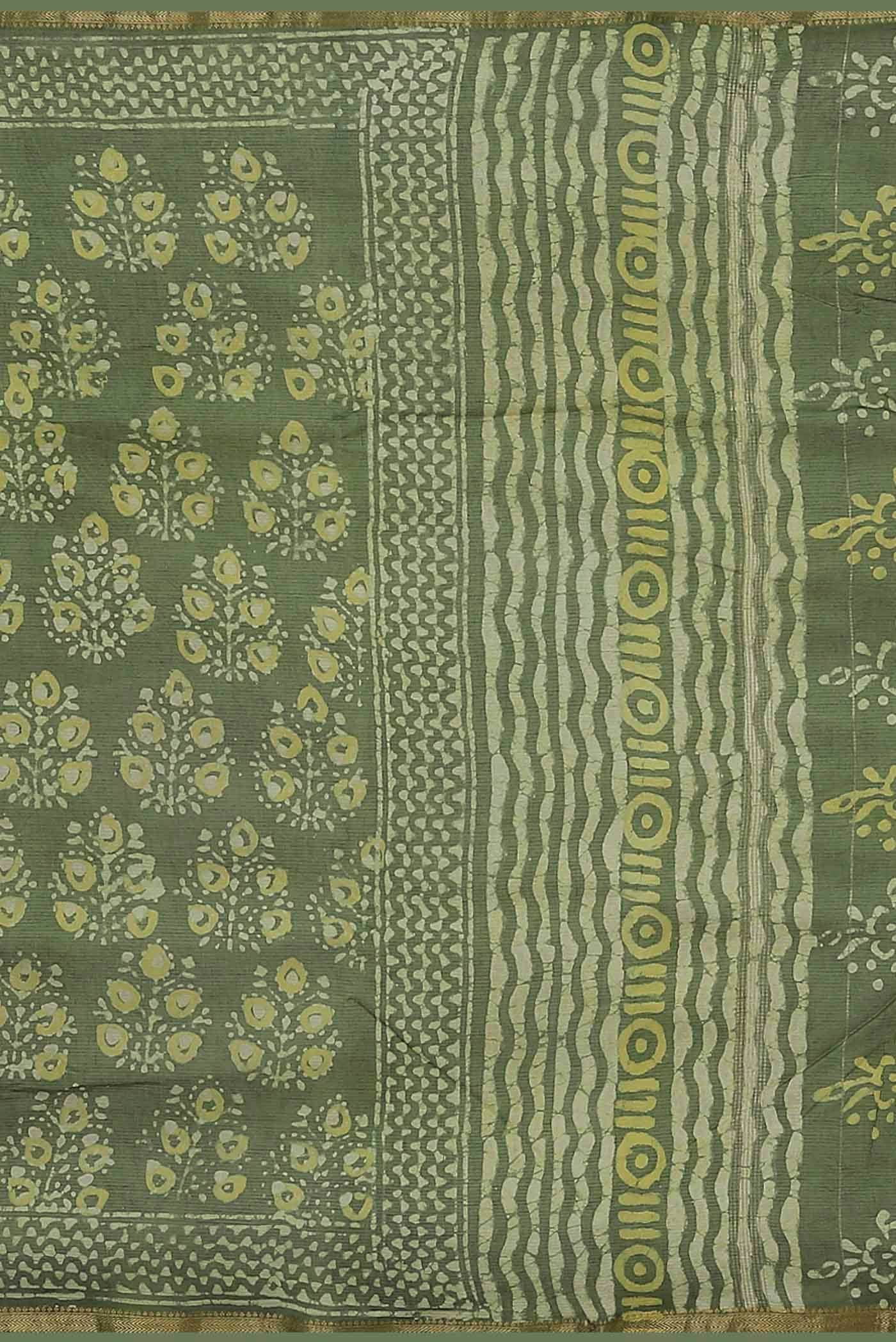 Green Maheshwari Silk Cotton Saree