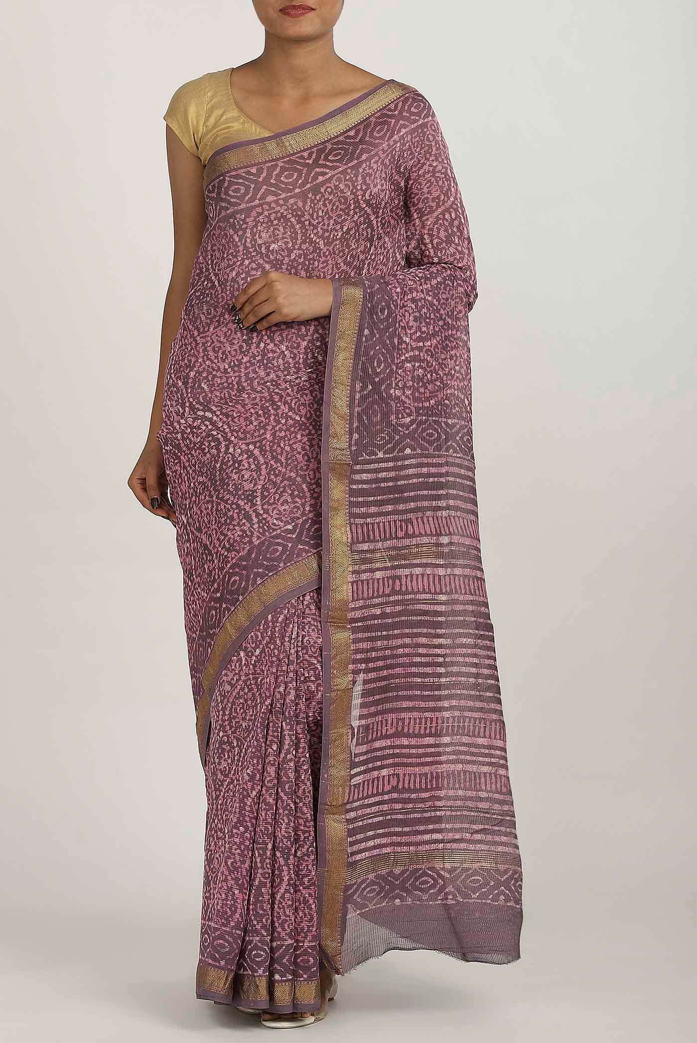 Pink Maheshwari Silk Cotton Saree