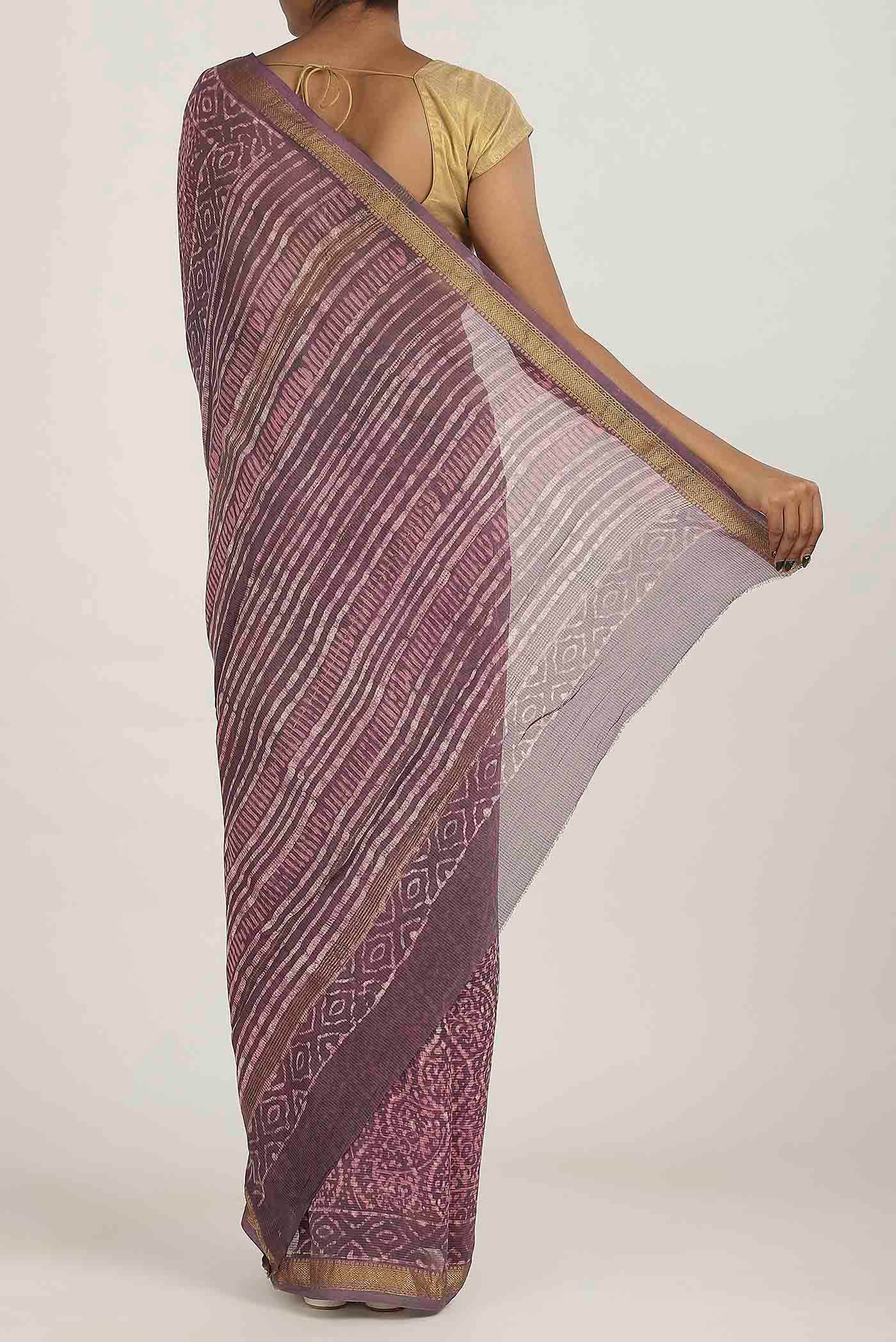 Pink Maheshwari Silk Cotton Saree